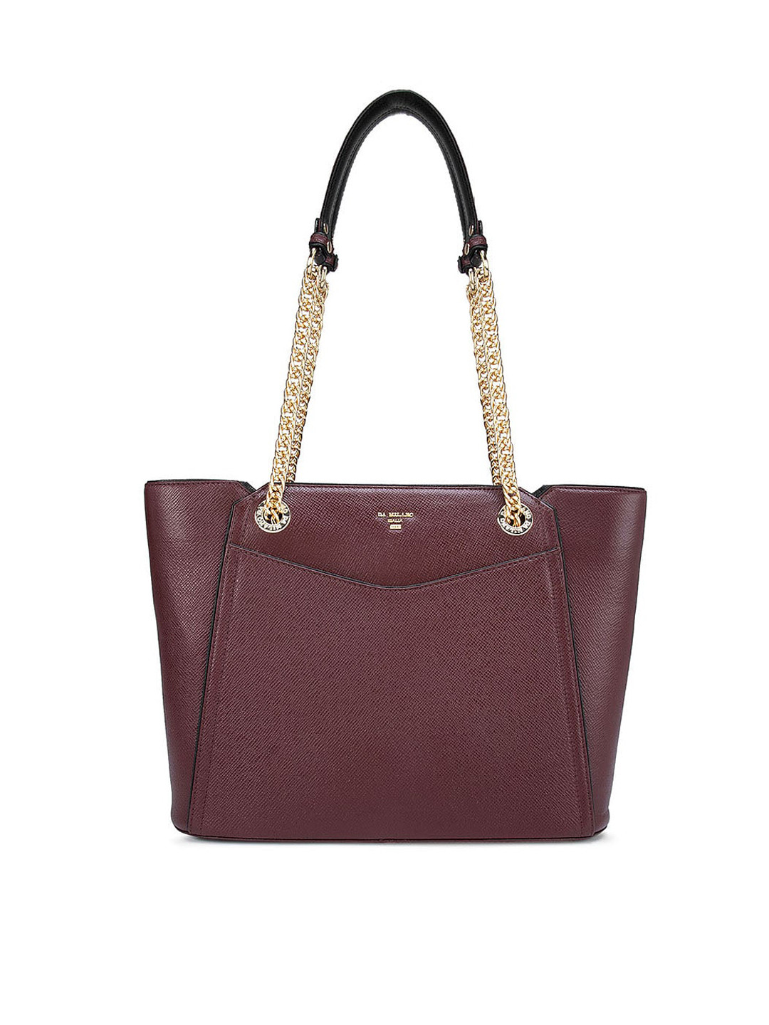 

Da Milano Women Burgundy Textured Leather Structured Shoulder Bag