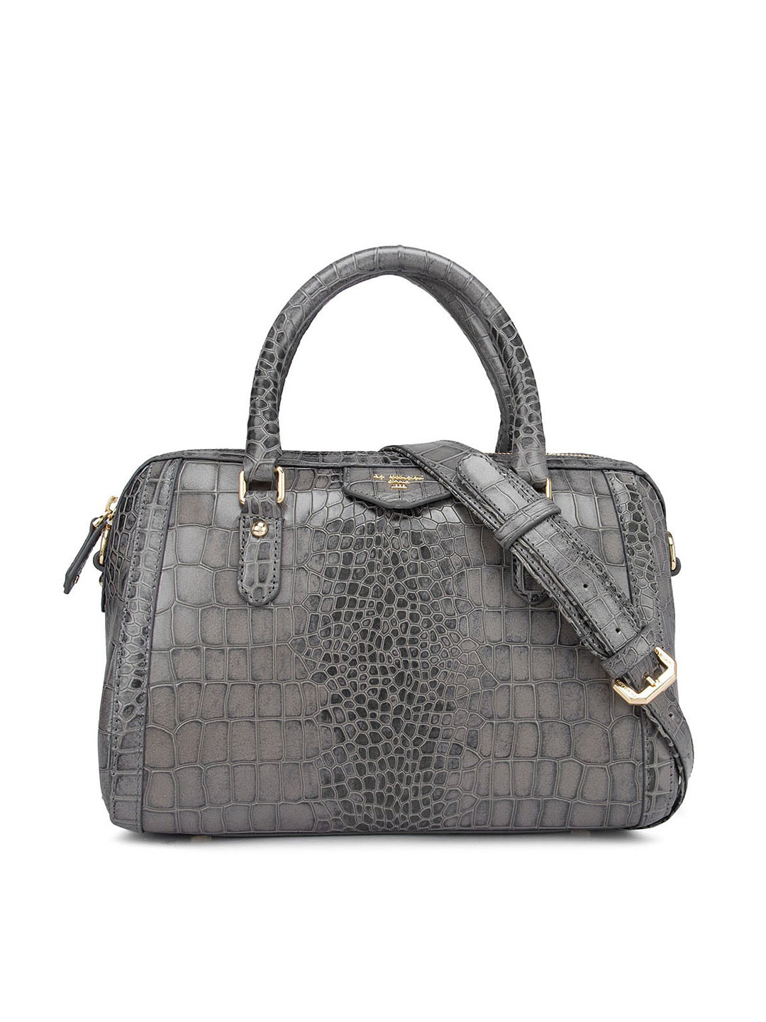 

Da Milano Grey Animal Textured Leather Structured Satchel