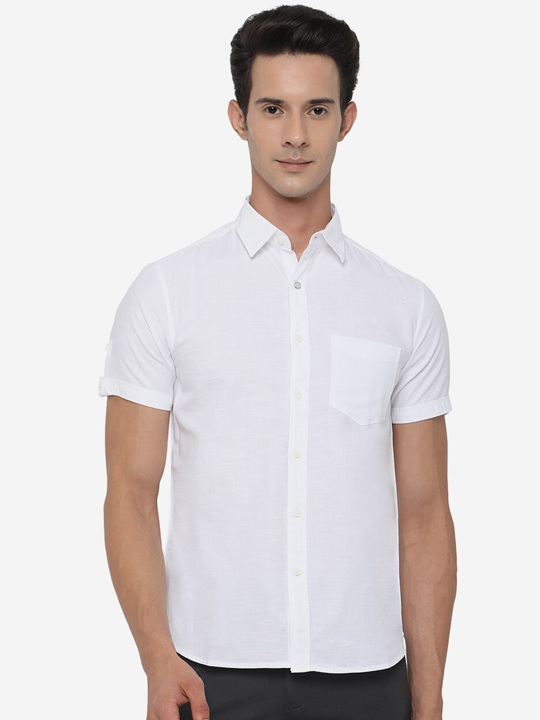 

Greenfibre Men White Slim Fit Casual Shirt