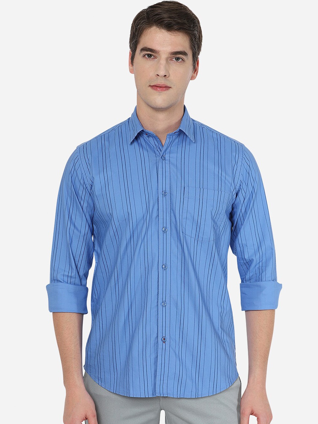 

Greenfibre Men Blue Slim Fit Striped Casual Shirt