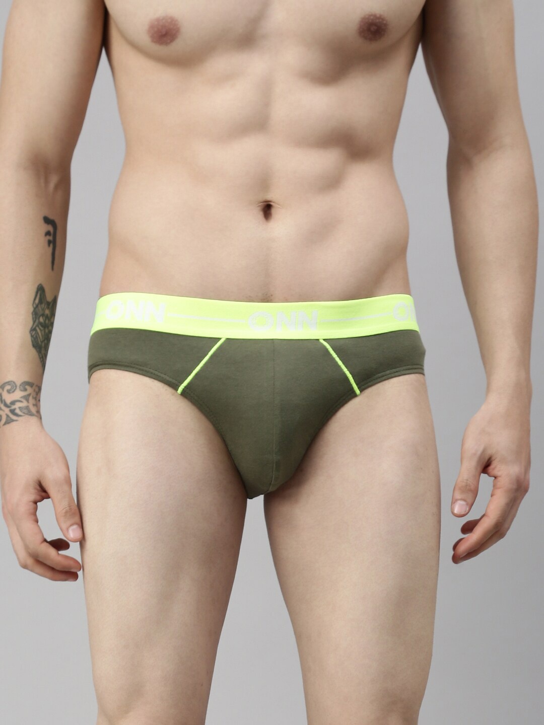 

ONN Men Set Of 2 Olive Green Basic Briefs