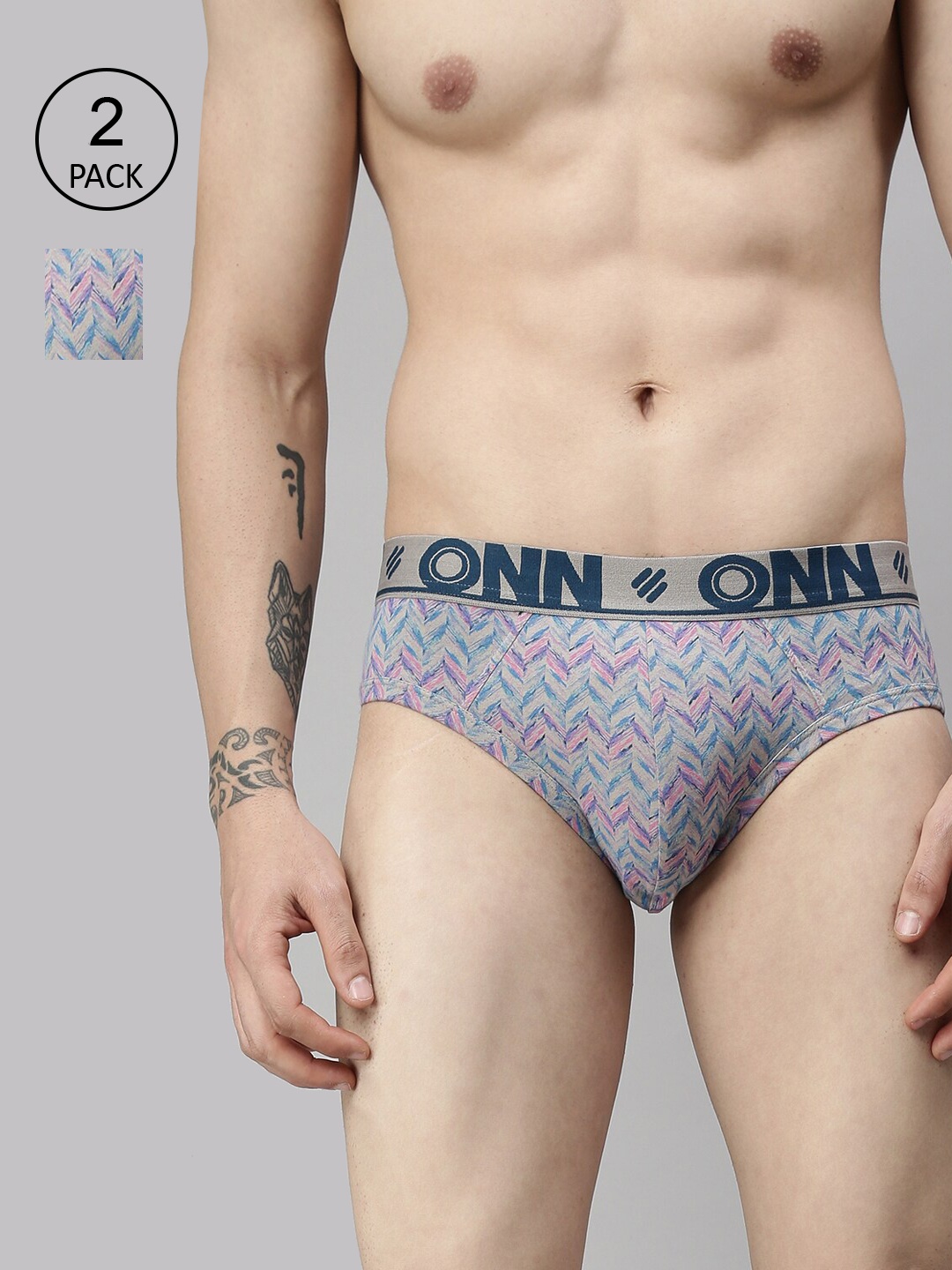 

ONN Men Pack Of 2 Assorted Printed Basic Briefs