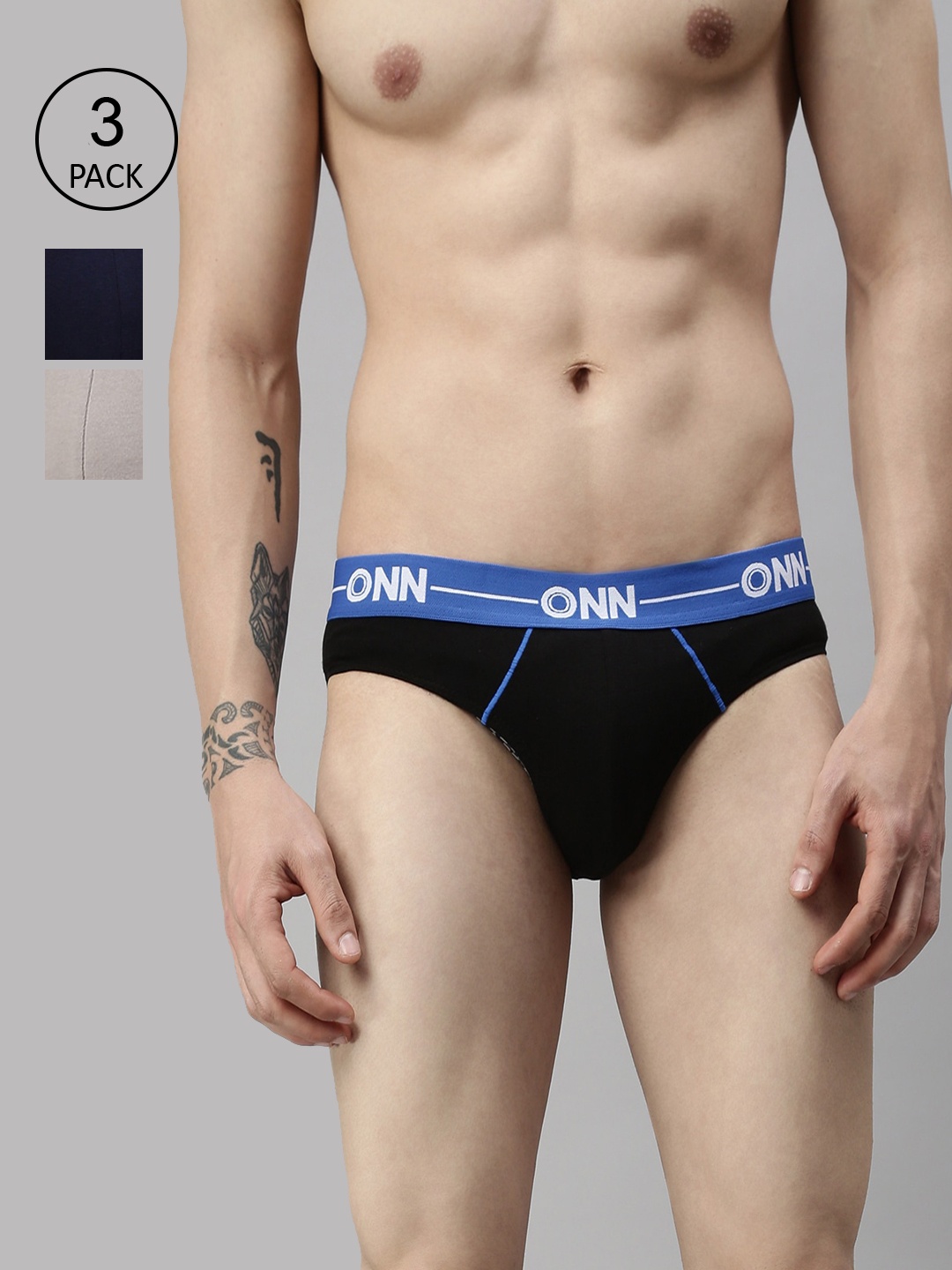 

ONN Men Pack Of 3 Solid Basic Briefs, Black