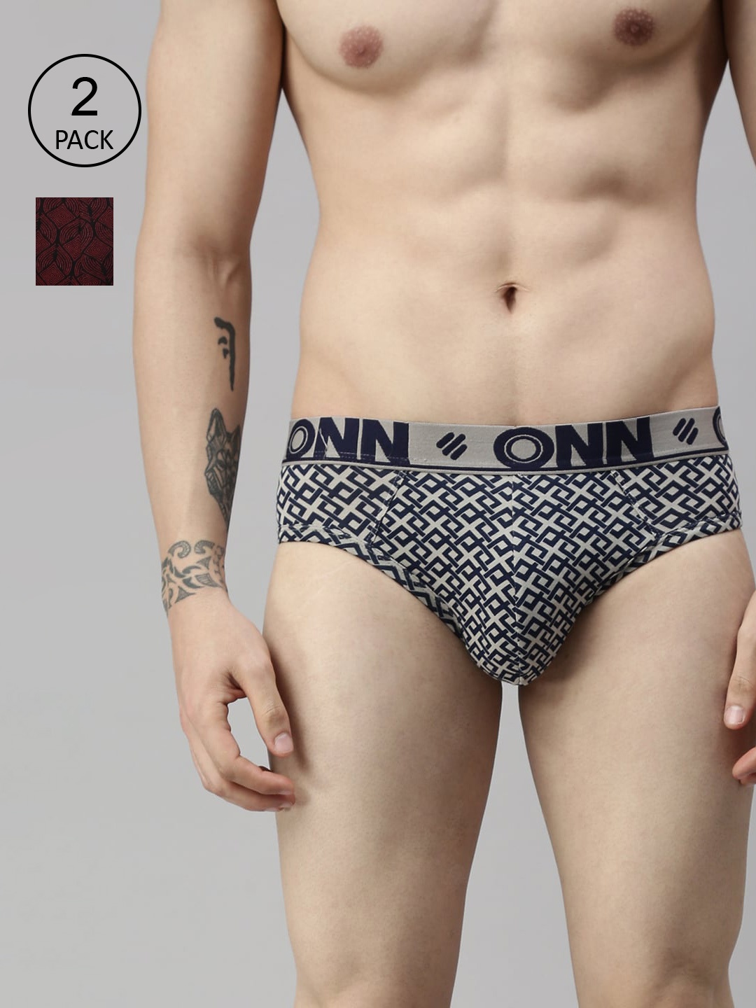 

ONN Men Pack Of 2 Assorted Printed Basic Briefs