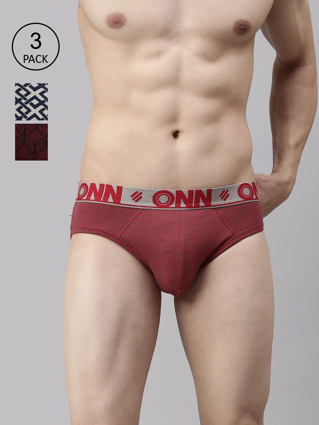 

ONN Men Pack Of 3 Assorted Printed Basic Briefs