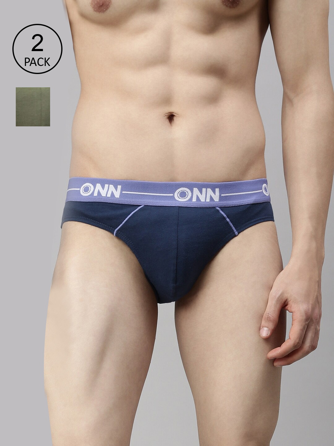 

ONN Men Pack Of 2 Solid Basic Briefs, Olive