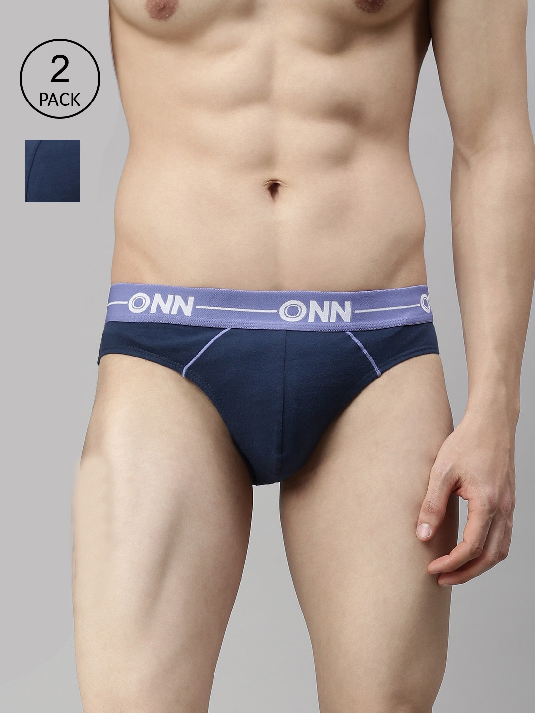 

ONN Men Pack Of 2 Blue Solid Basic Briefs
