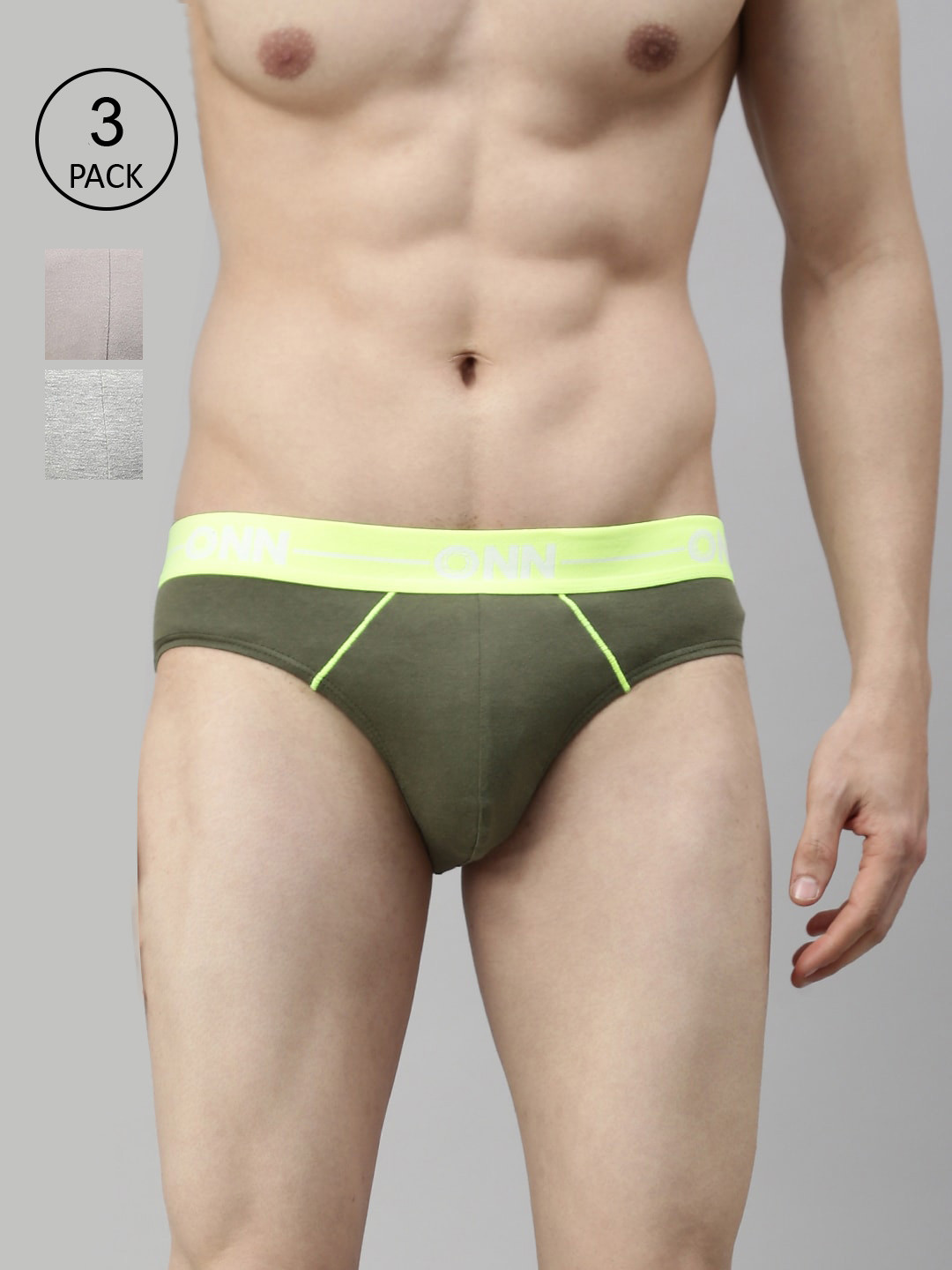 

ONN Men Pack Of 3 Solid Basic Briefs, Grey