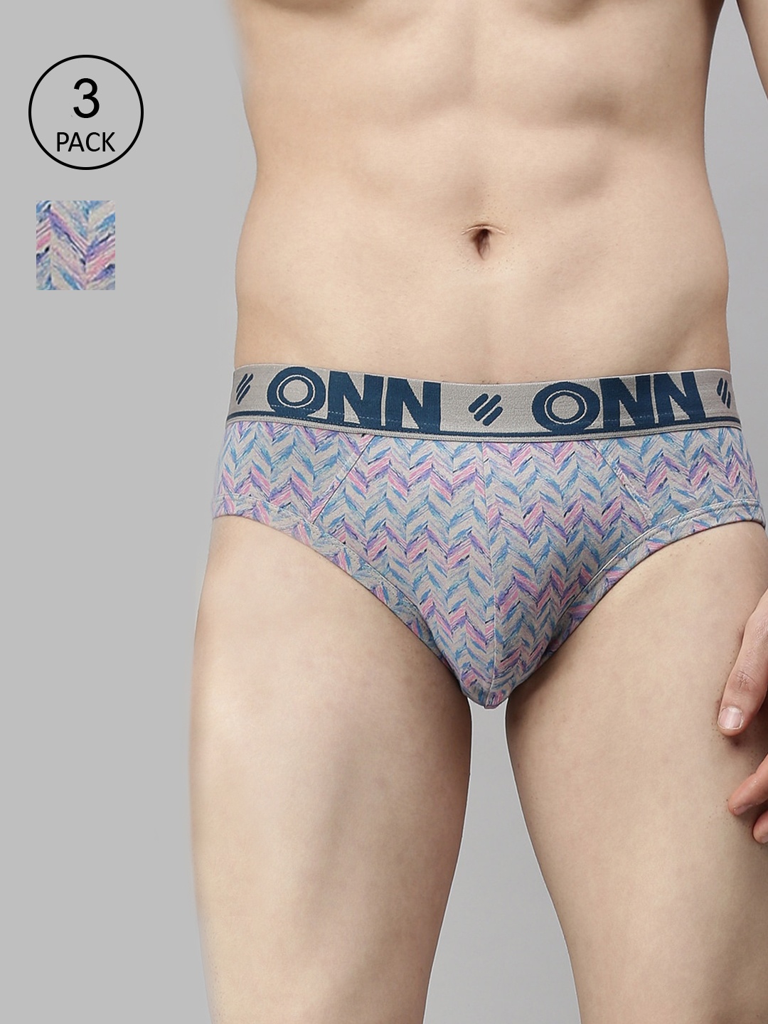 

ONN Men Pack Of 3 Assorted Printed Cotton Basic Briefs