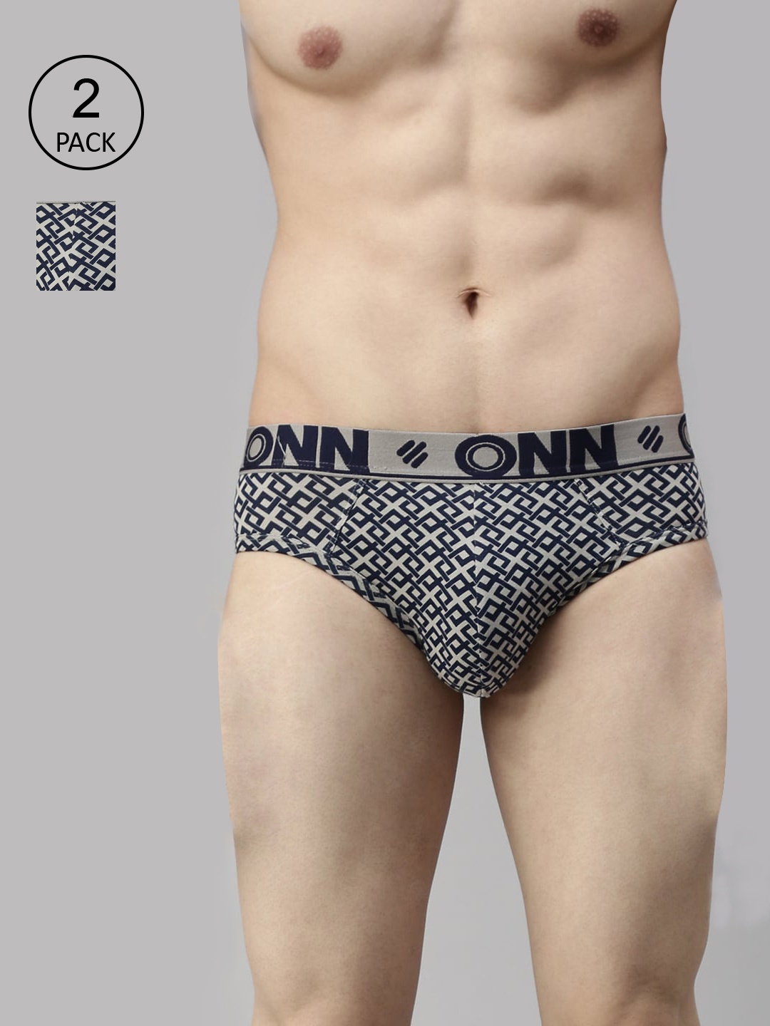 

ONN Men Pack Of 2 Assorted Printed Cotton Basic Briefs