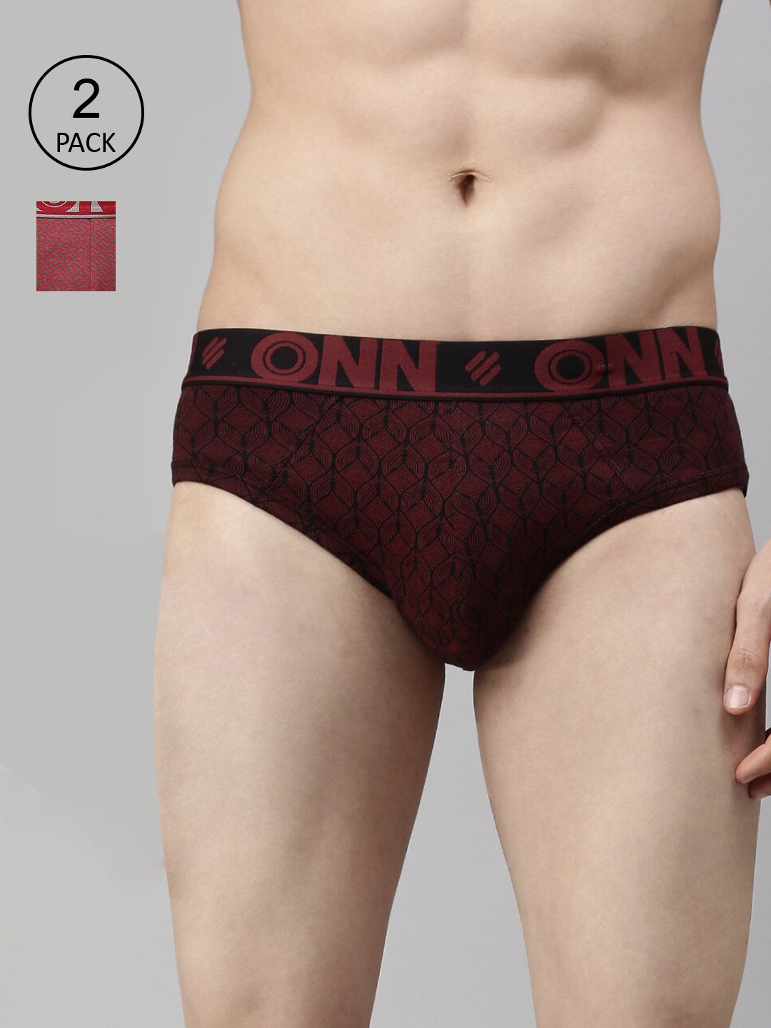 

ONN Men Pack of 2 Assorted Cotton Solid Briefs