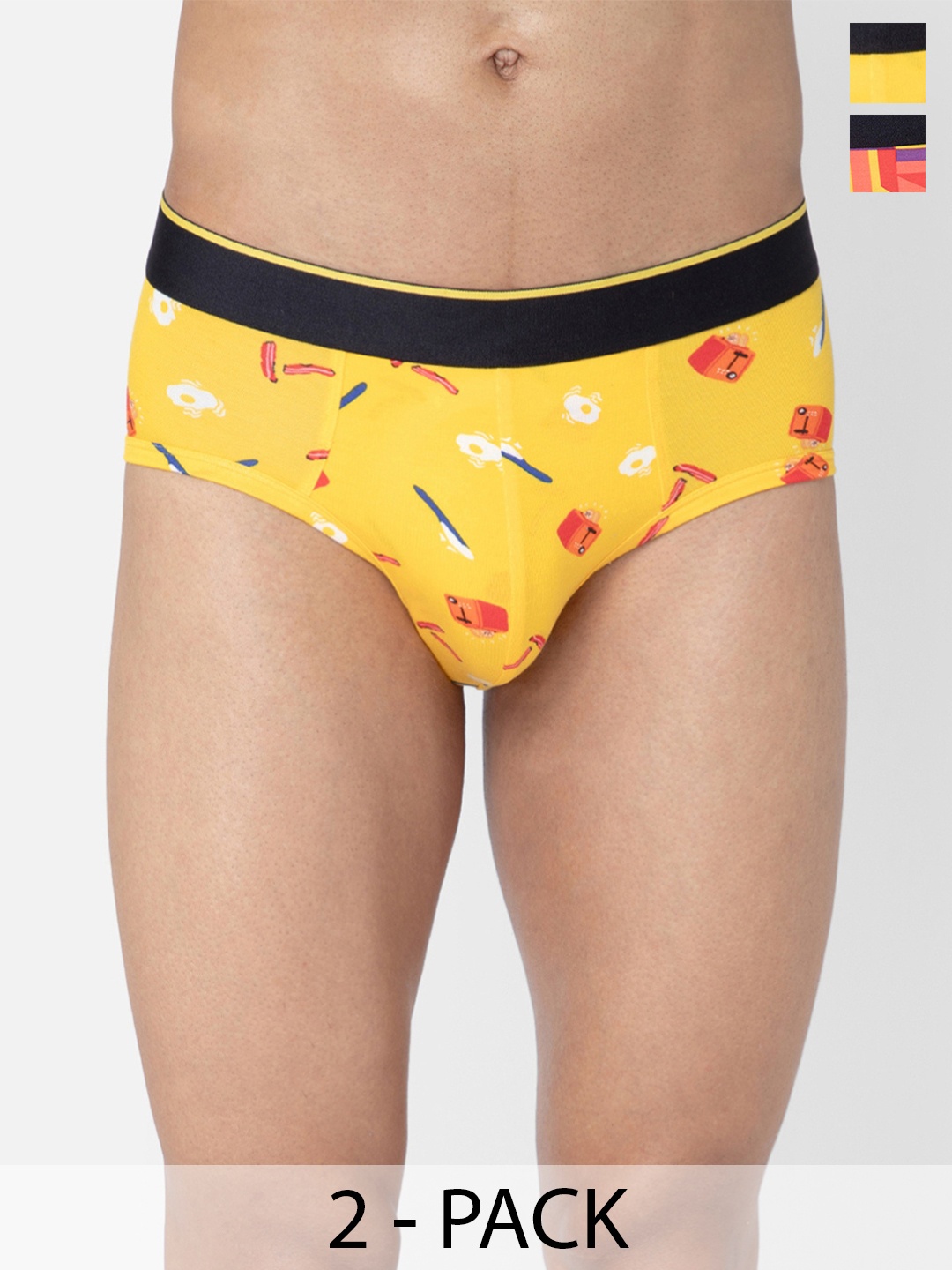 

bummer Men Pack Of 2 Printed Micro Modal Mid Rise Basic Brief, Red