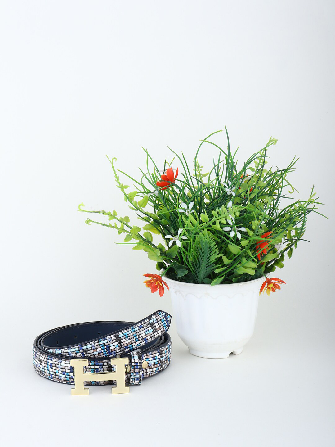 

Swiss Design Women White Printed Belt