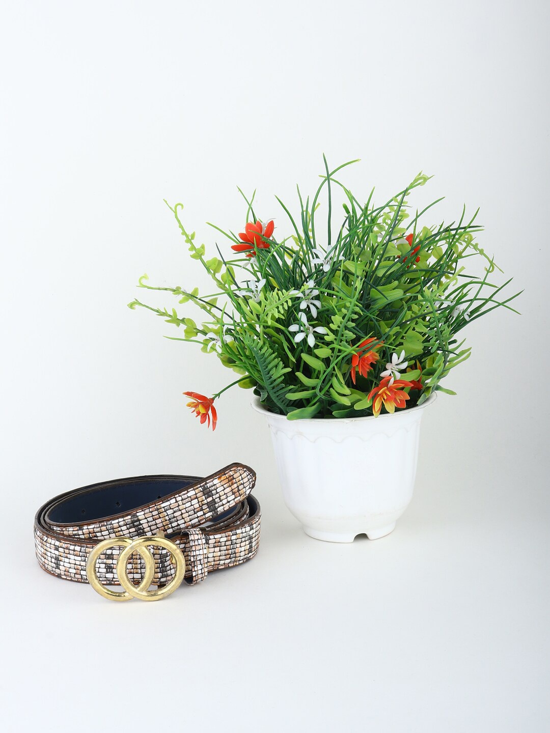 

Swiss Design Women White Printed Belt