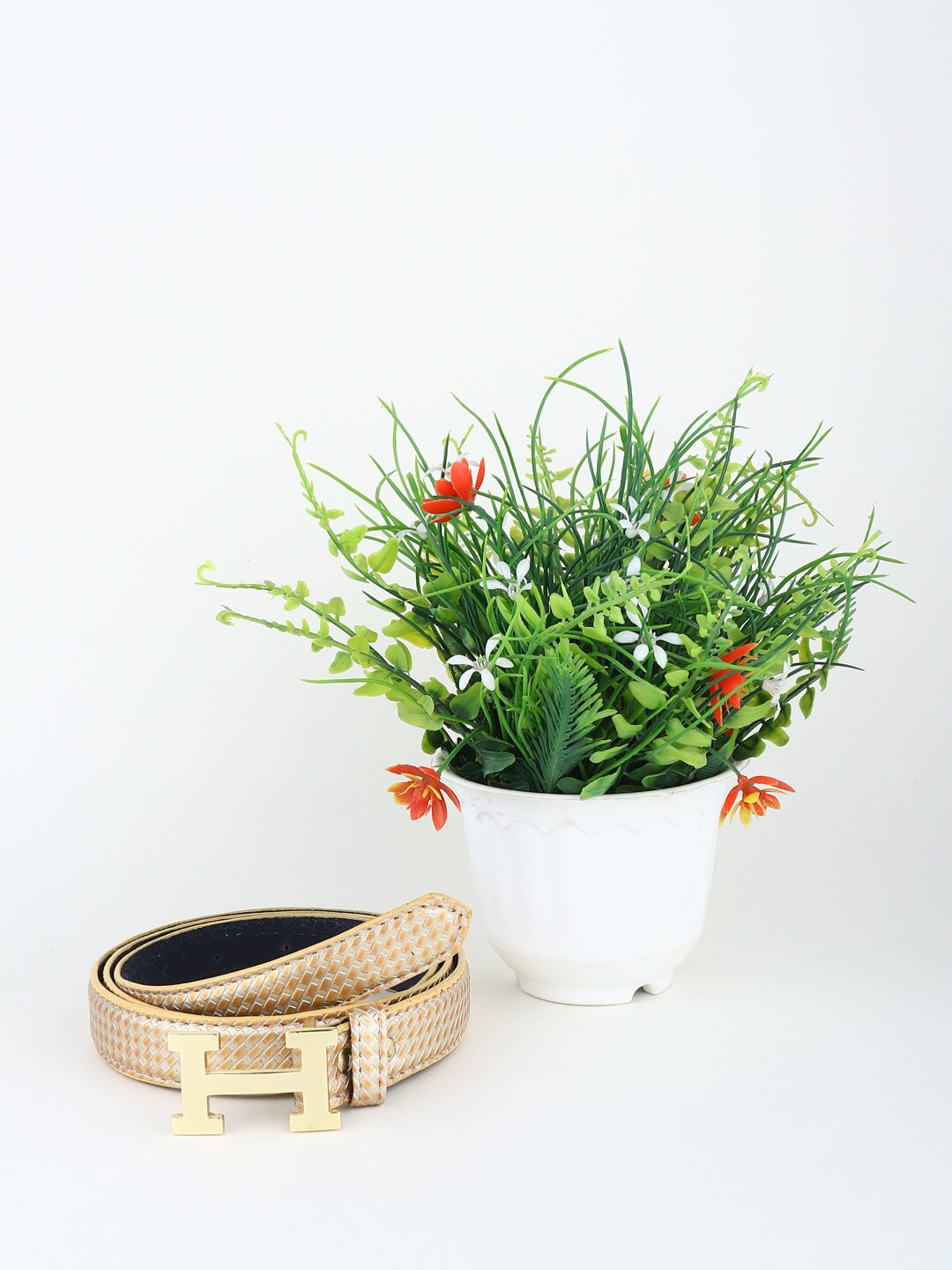 

Swiss Design Women Printed Belt, Gold