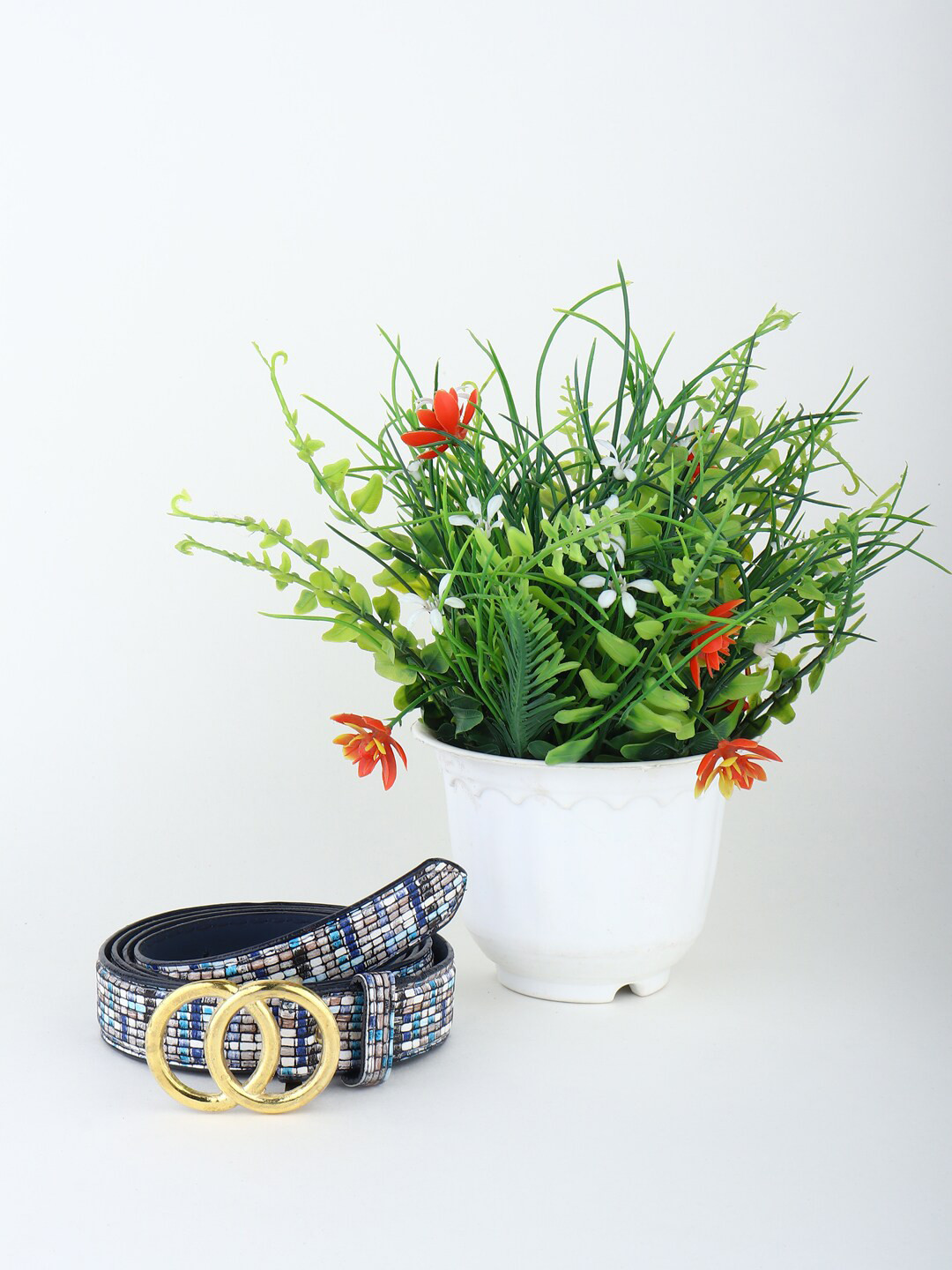 

Swiss Design Women Blue Textured Belt