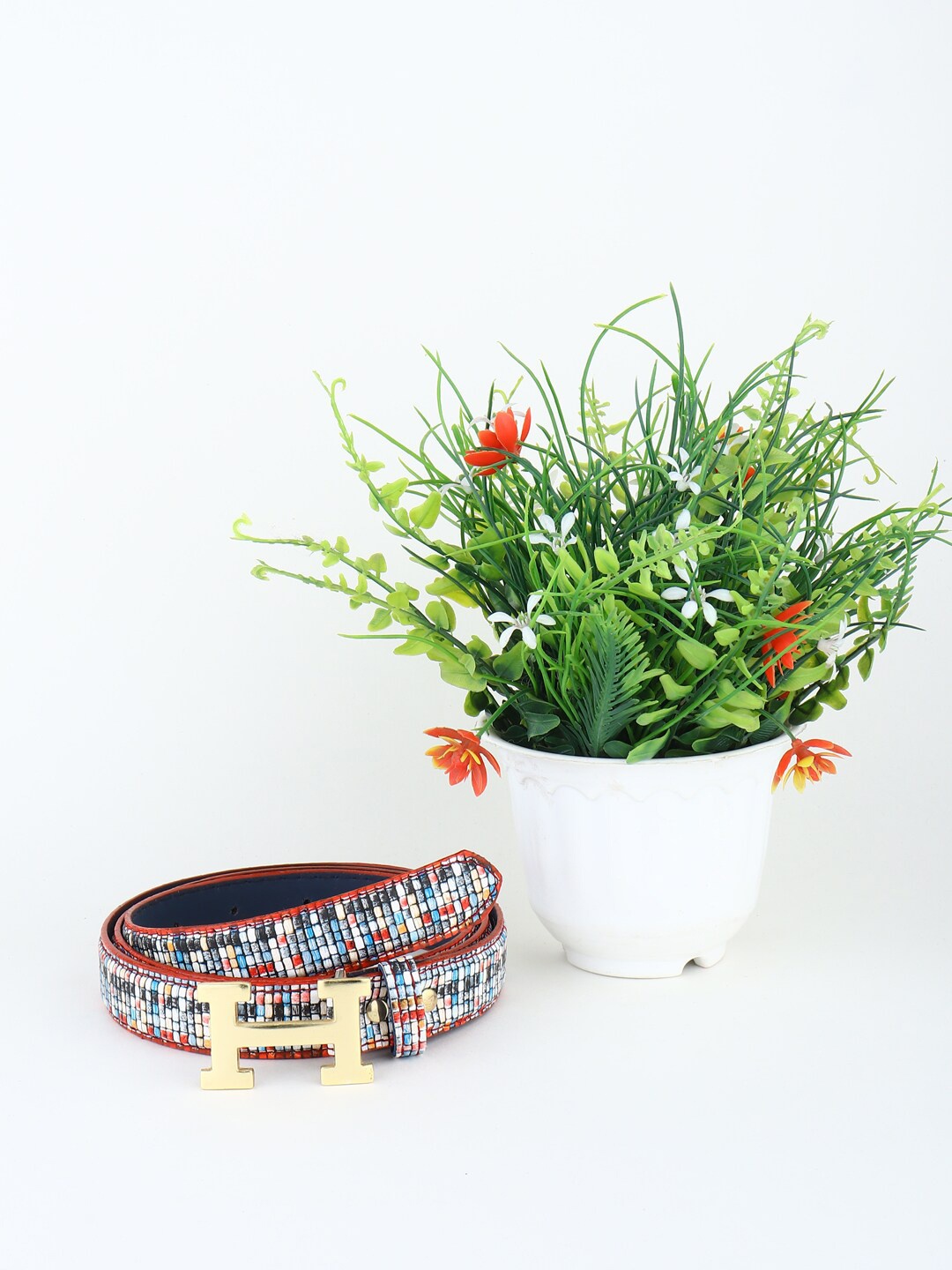 

Swiss Design Women Textured Belt, Blue