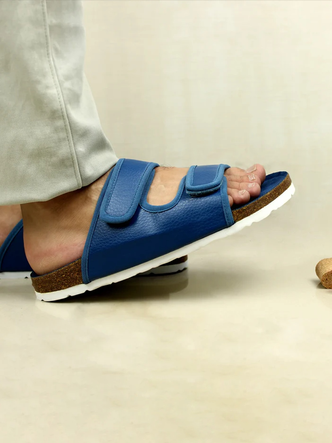 

NoStrain Men Parallel Cork Sandals, Navy blue