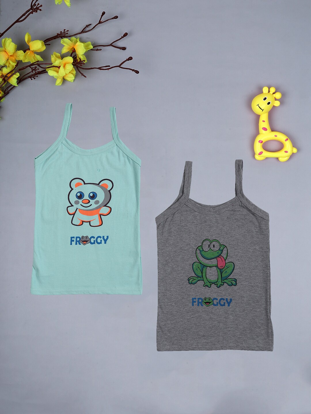 

FROGGY Girls Pack of 2 Assorted Printed Cotton Innerwear Vests