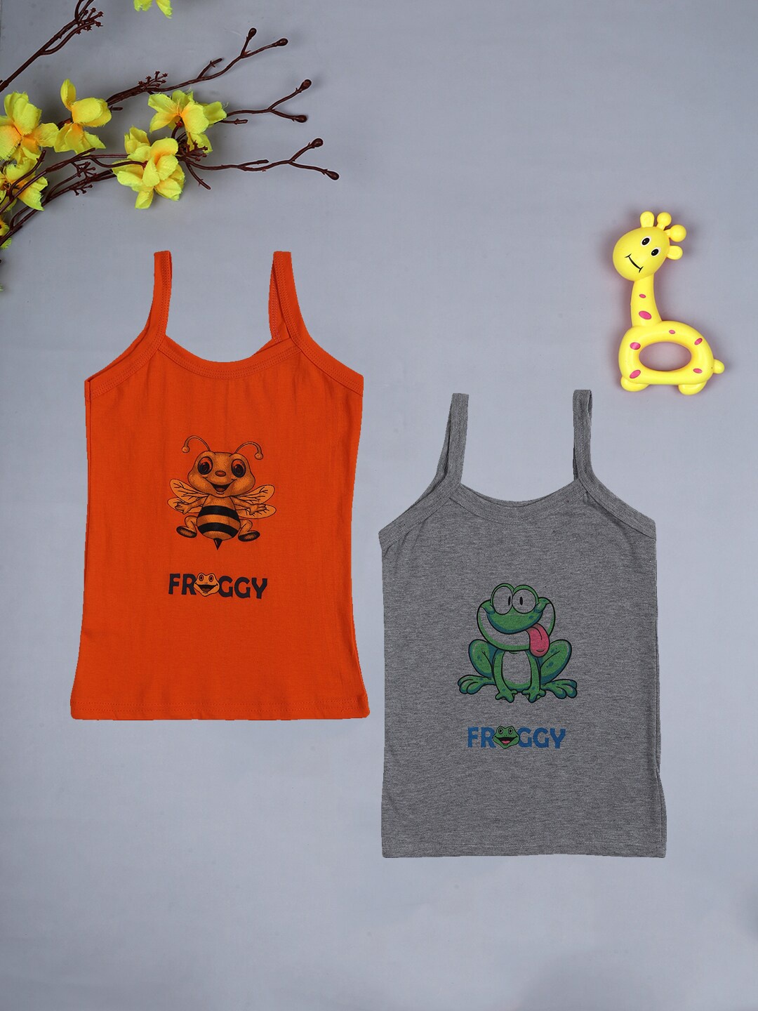 

FROGGY Girls Pack Of 2 Assorted Pure Cotton Innerwear Vests