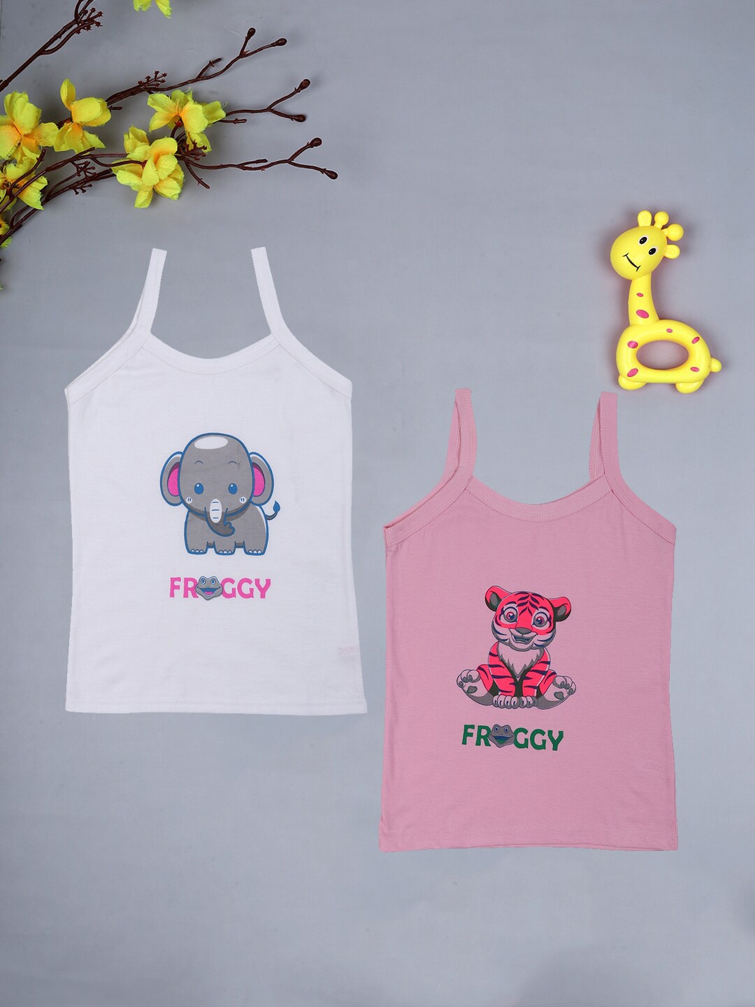 

FROGGY Girls Pack of 2 Assorted Printed Cotton Innerwear Vests