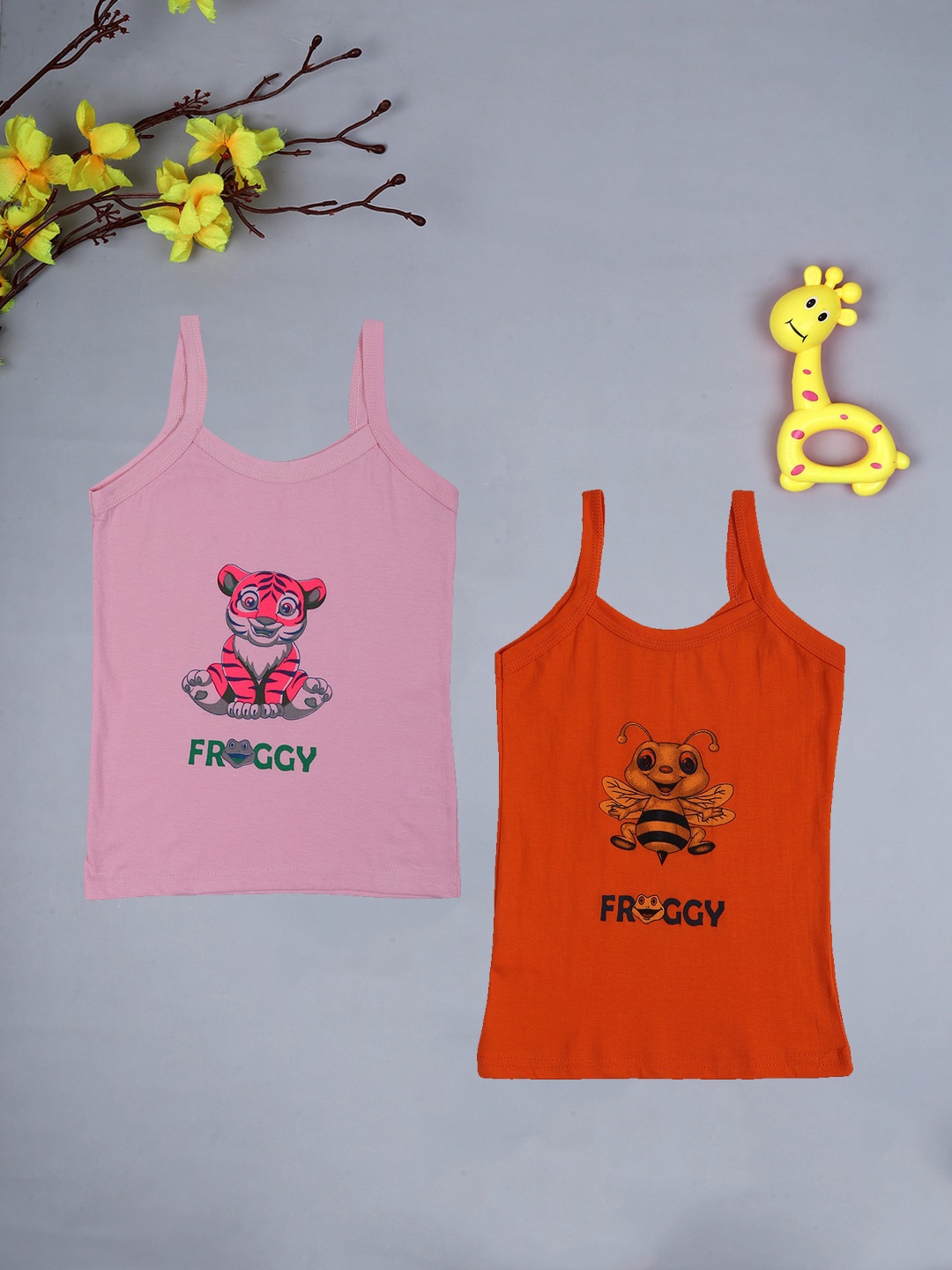 

FROGGY Girls Pack of 2 Assorted Printed Cotton Innerwear Vests