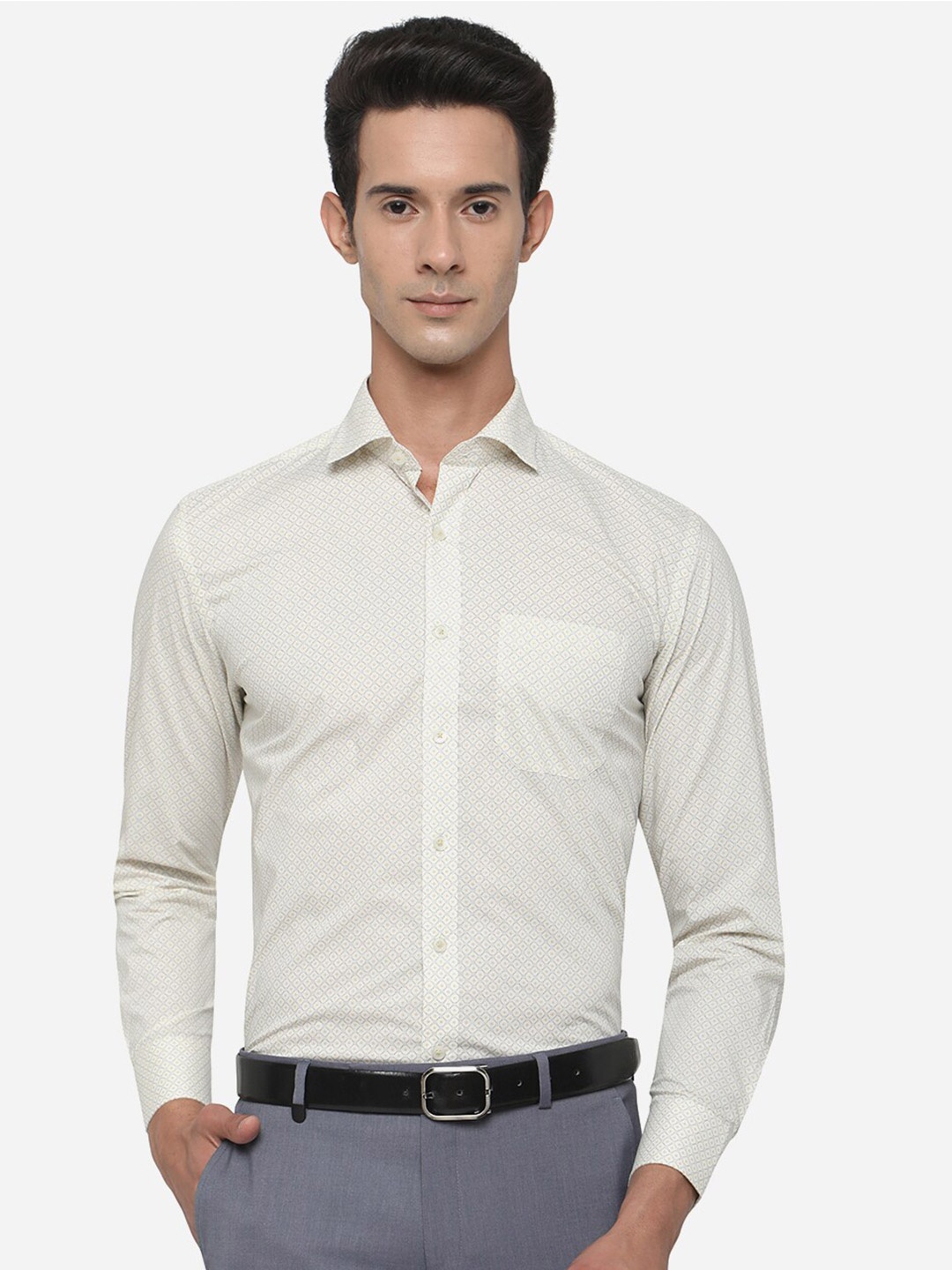 

JADE BLUE Men Cream-Coloured Formal Shirt