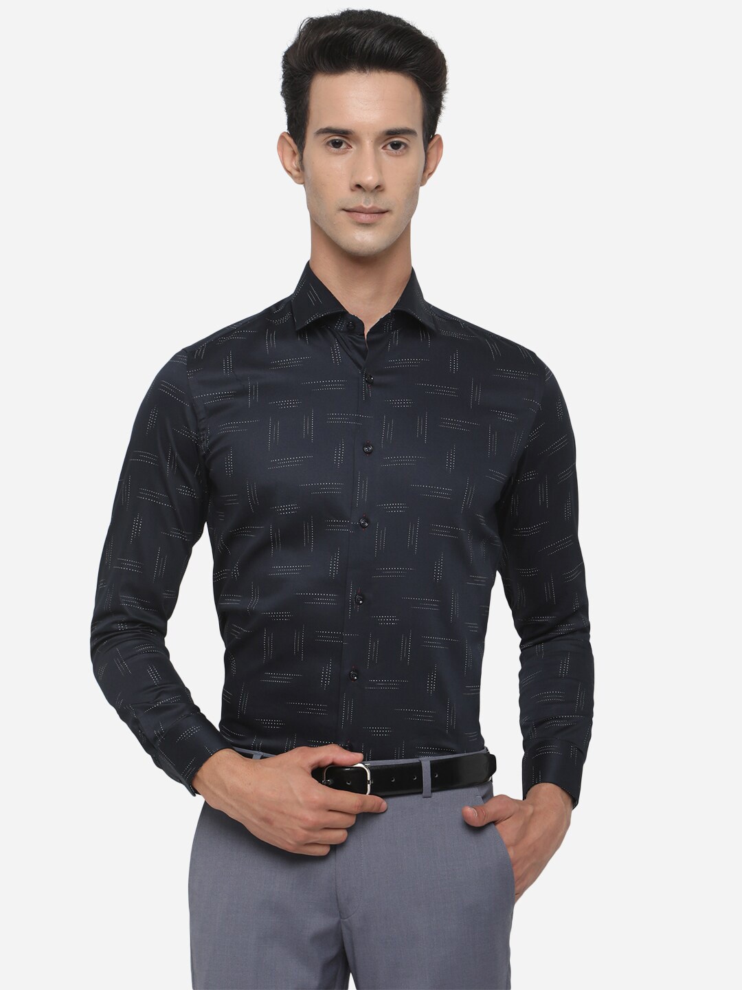 

JB STUDIO Men Blue Slim Fit Printed Casual Shirt