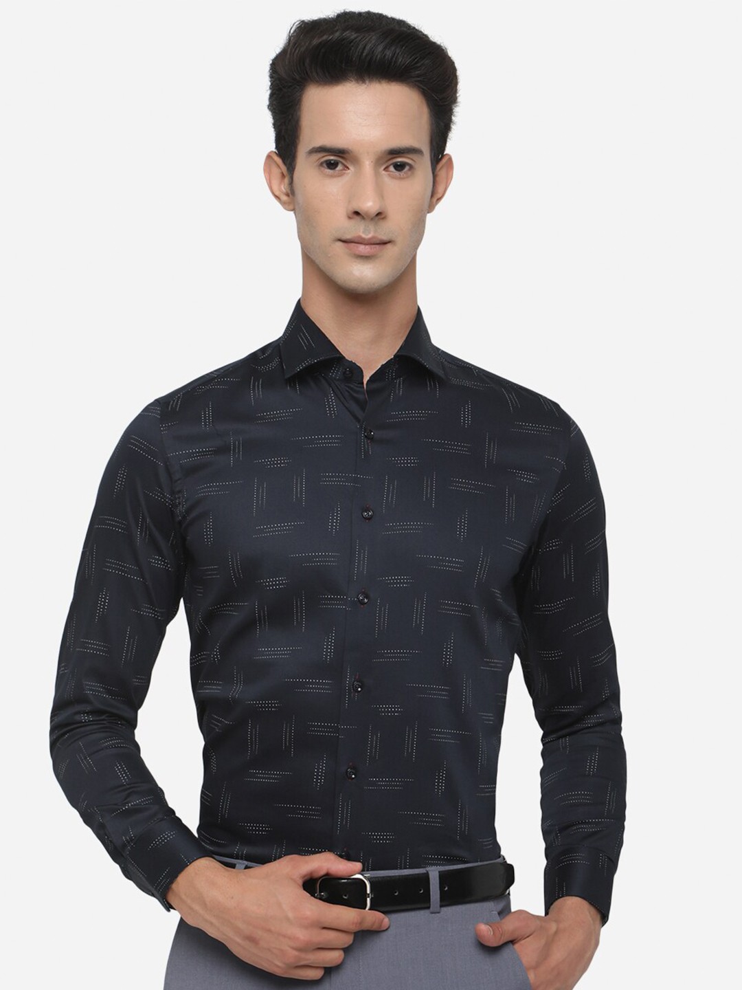 

JB STUDIO Men Blue Slim Fit Printed Casual Shirt
