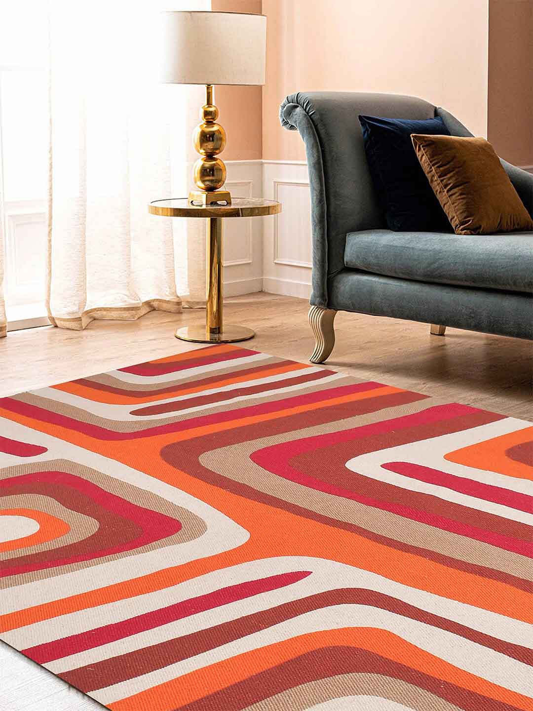 

BLANC9 Red & White Printed Pure Cotton Carpets
