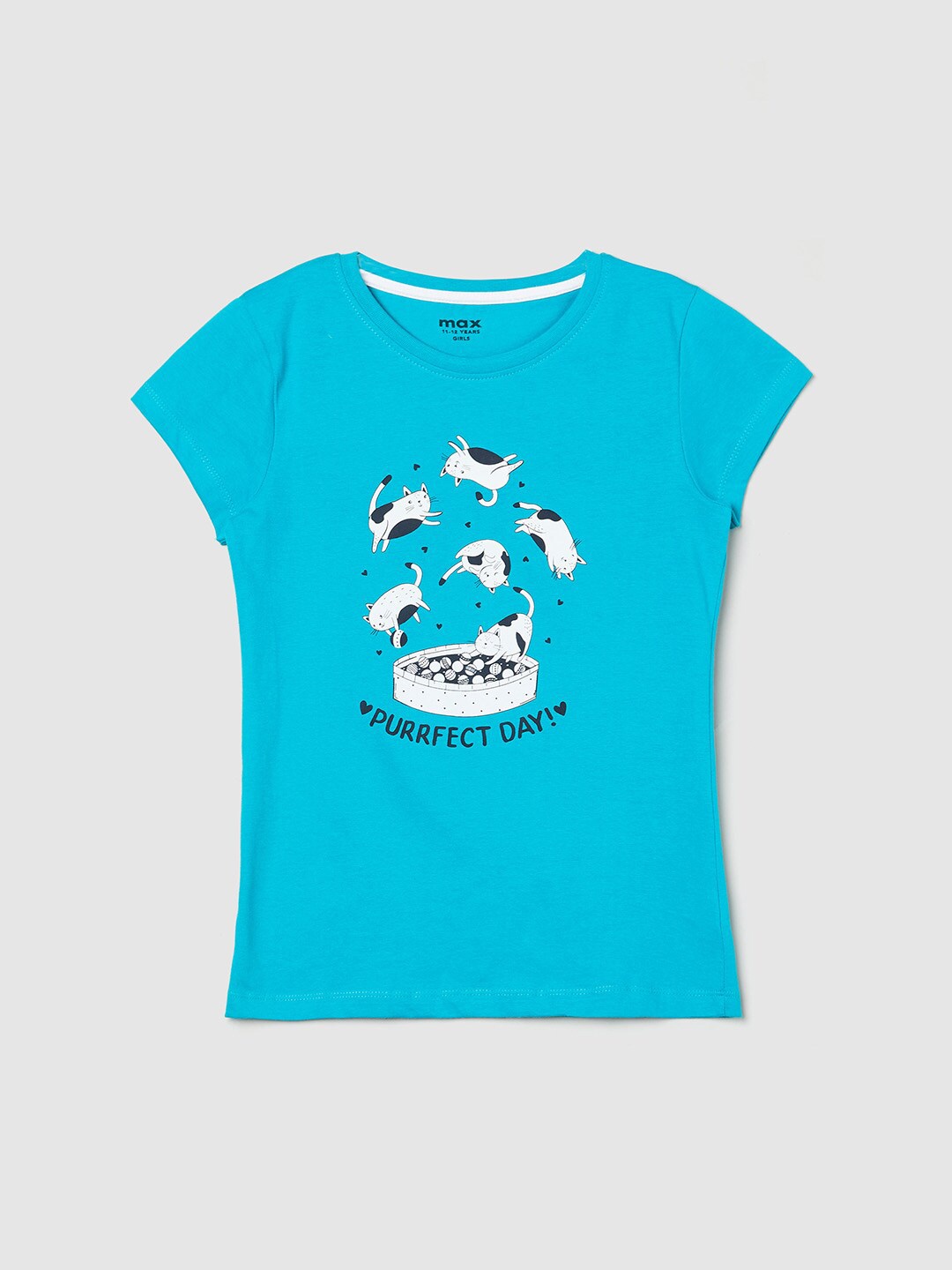 

max Girls Green Printed Applique T-shirt