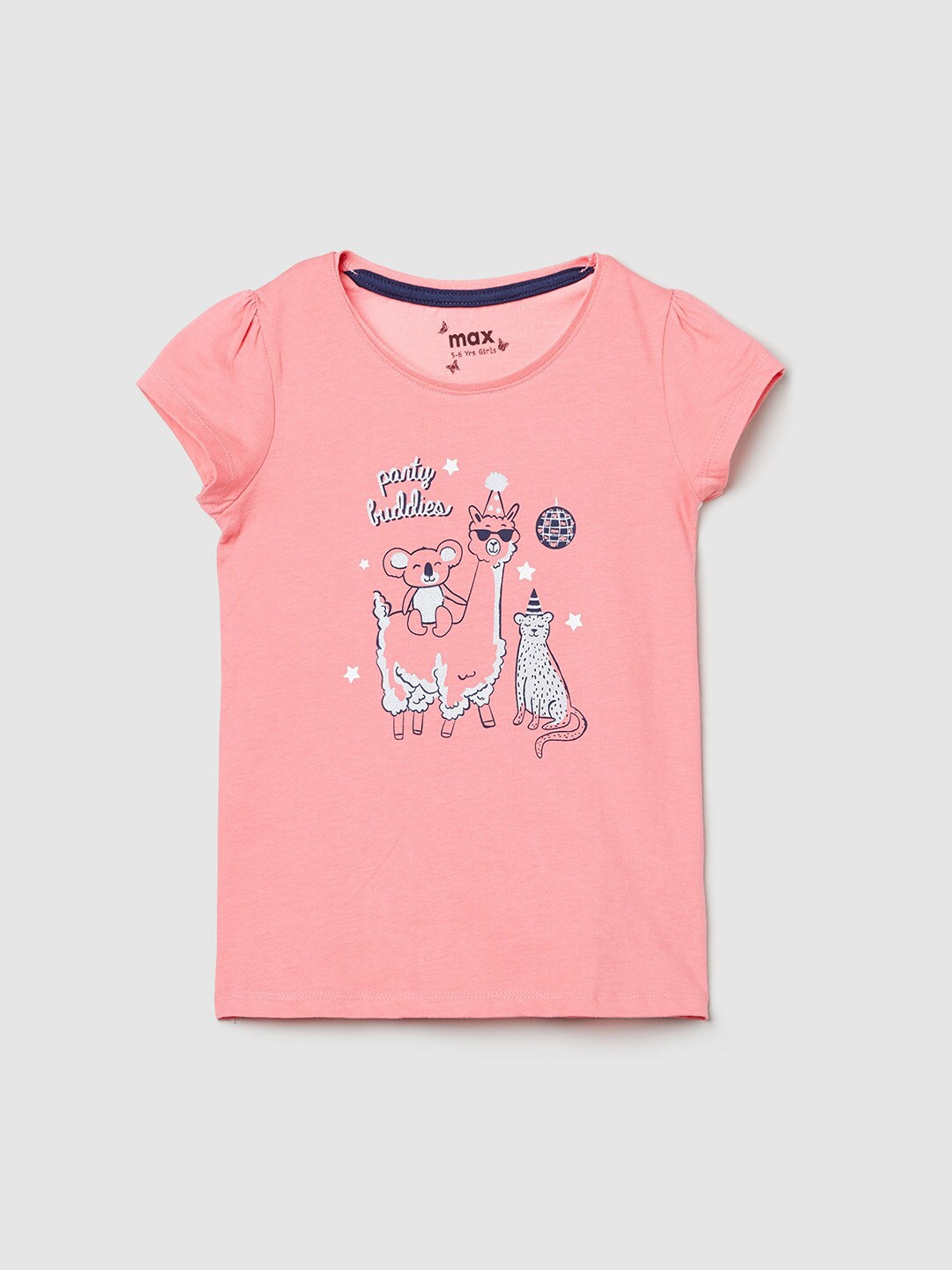 

max Girls Pink Typography Printed T-shirt