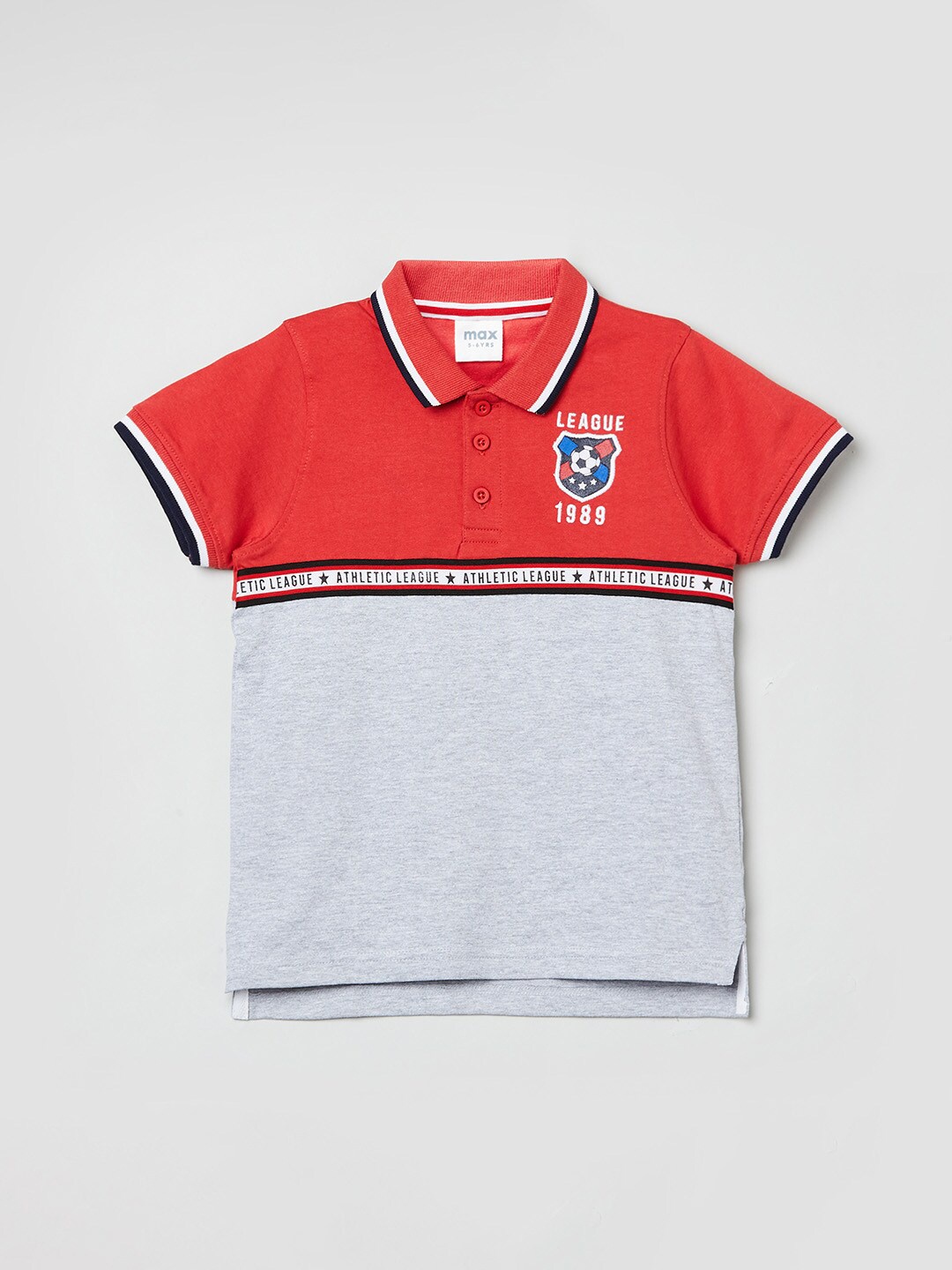 

max Boys Multicoloured Colourblocked Polo Collar Applique T-shirt, Multi