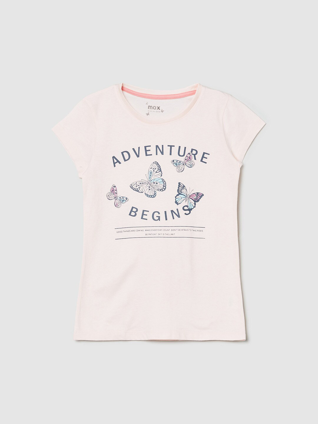 

max Girls Pink Typography Printed T-shirt