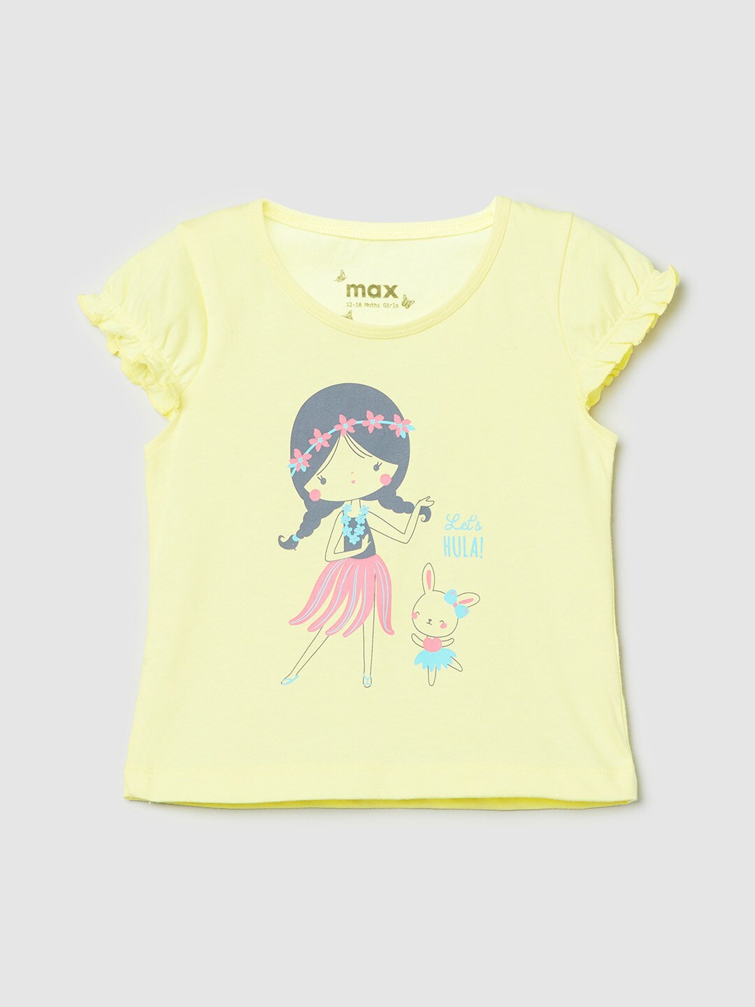 

max Girls Yellow Printed T-shirt