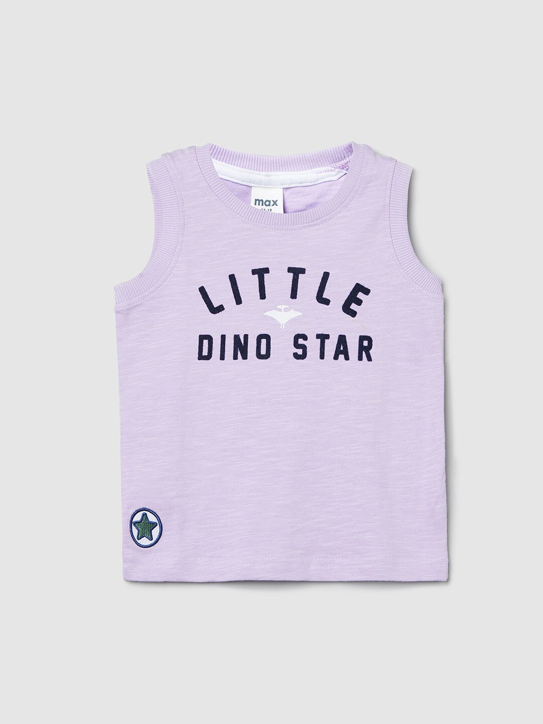 

max Boys Violet Typography Printed T-shirt