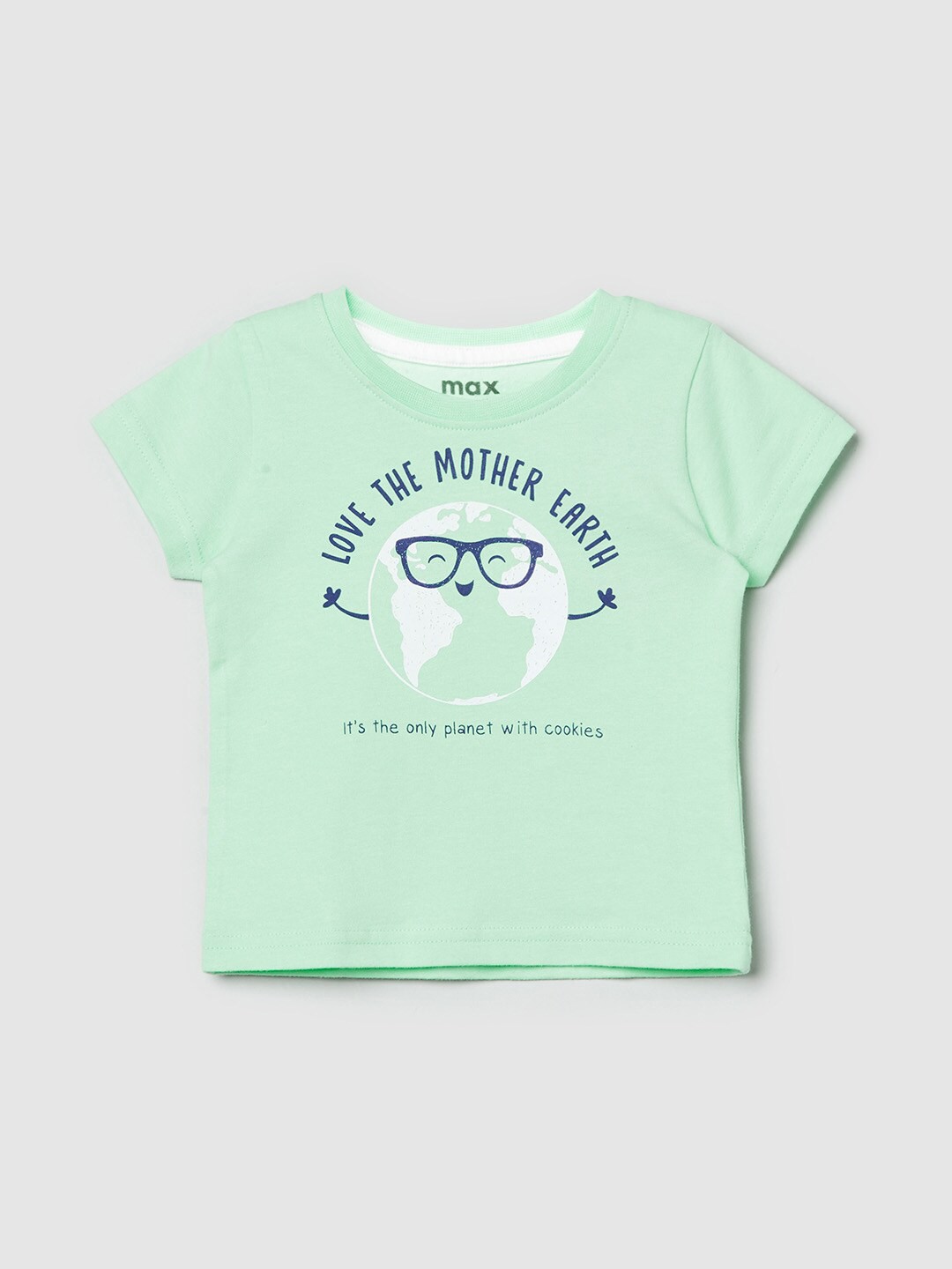 

max Boys Green Printed Applique T-shirt