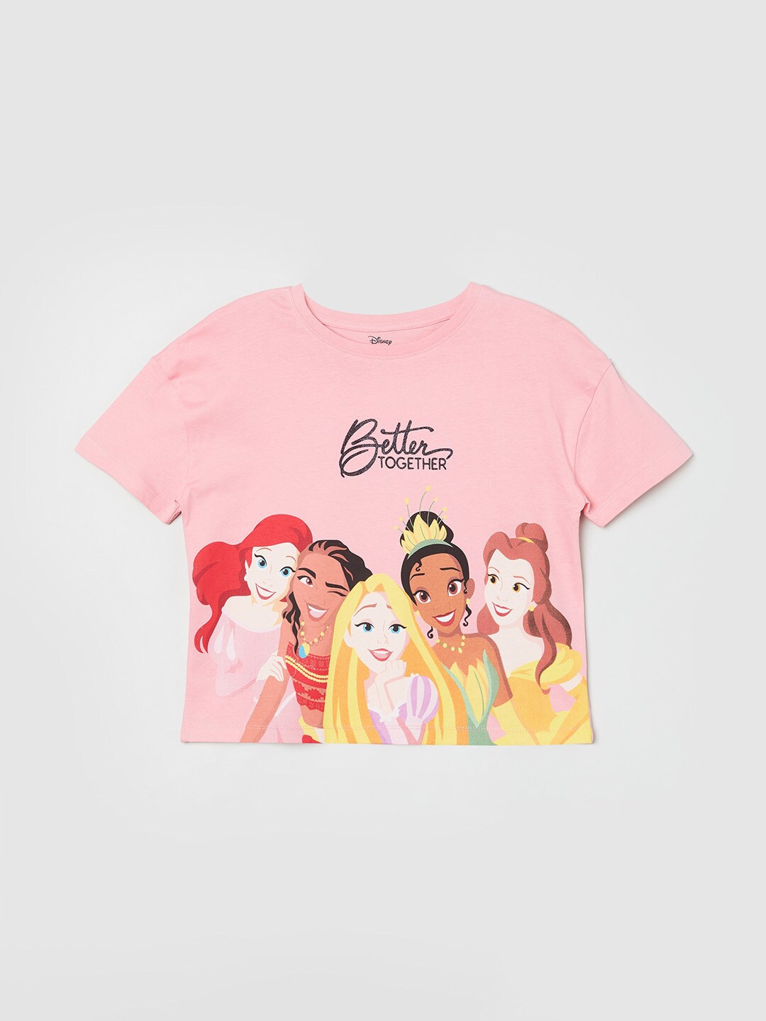 

max Girls Pink Printed Applique T-shirt
