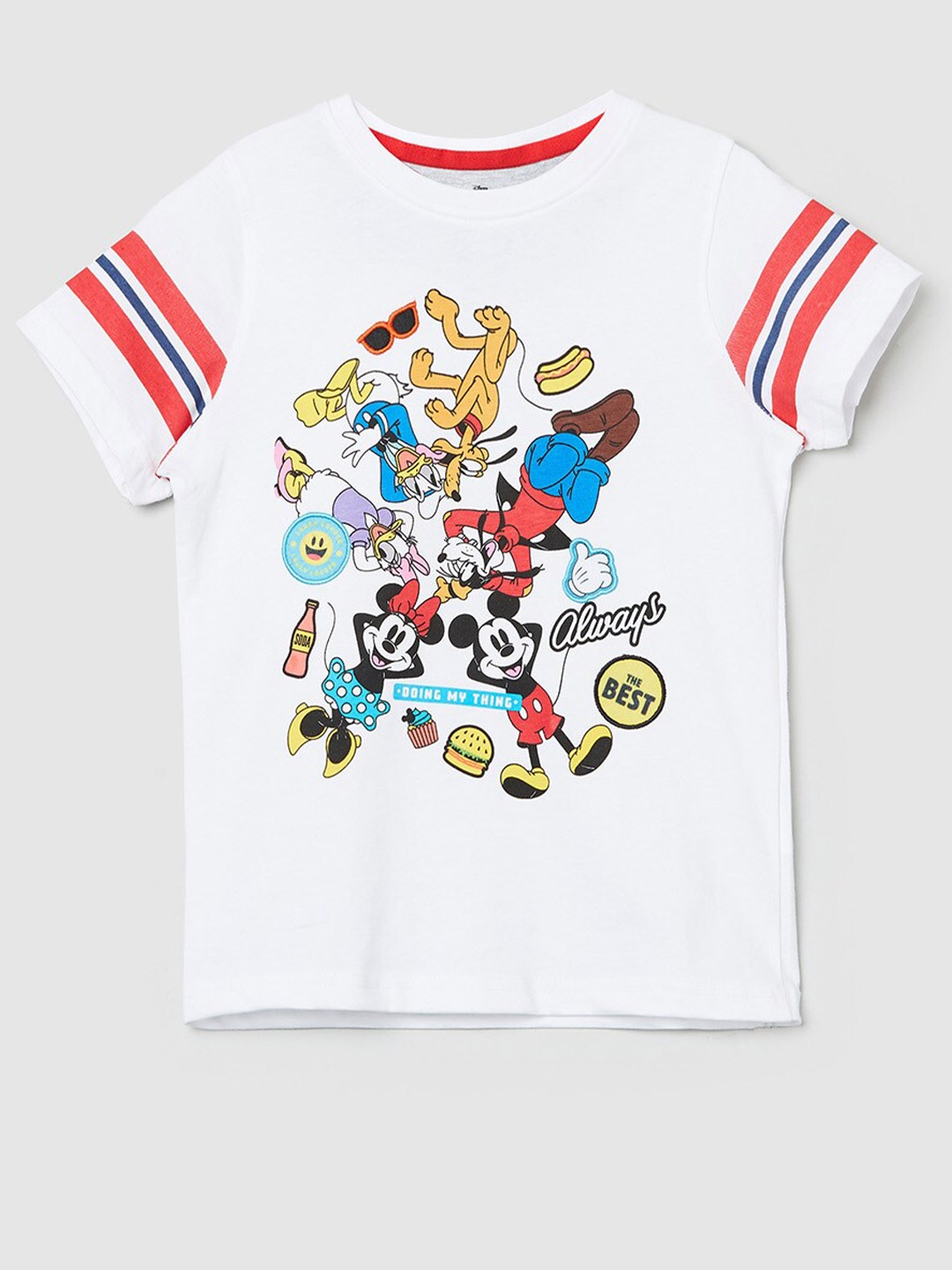 

max Boys White Printed T-shirt