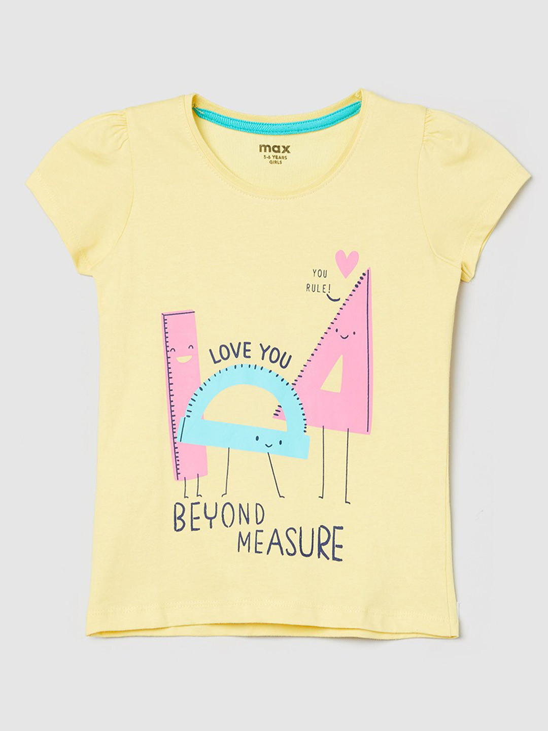 

max Girls Yellow Printed Applique T-shirt