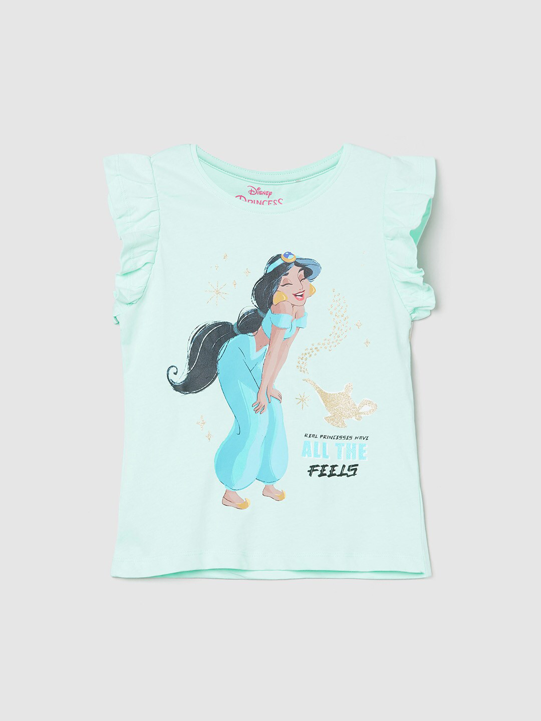 

max Girls Blue Printed Extended Sleeves T-shirt