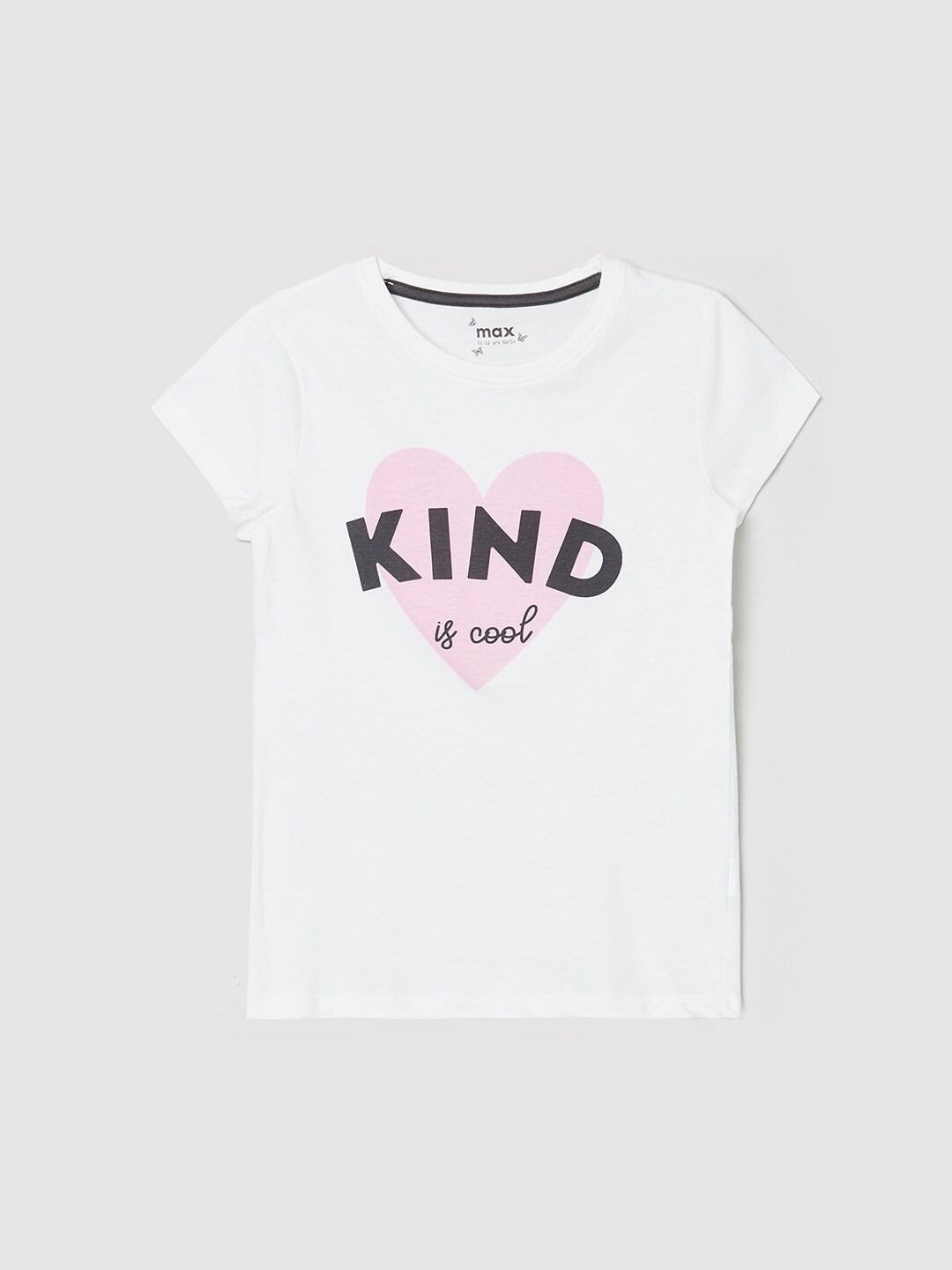 

max Girls White Typography Printed T-shirt