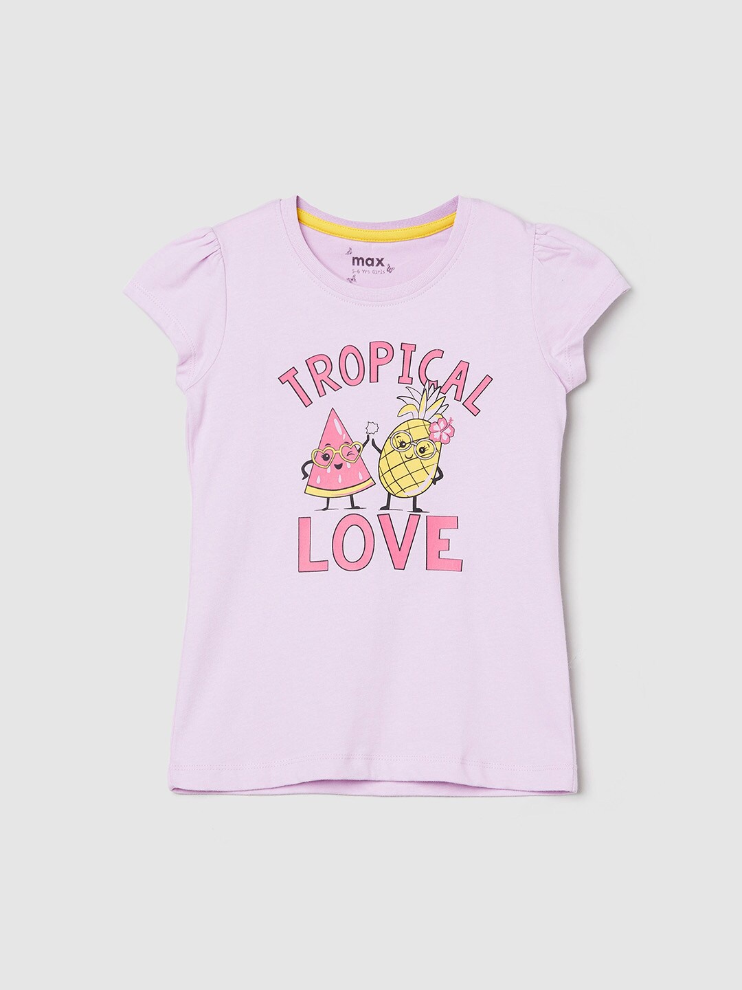 

max Girls Purple Typography Printed Applique T-shirt