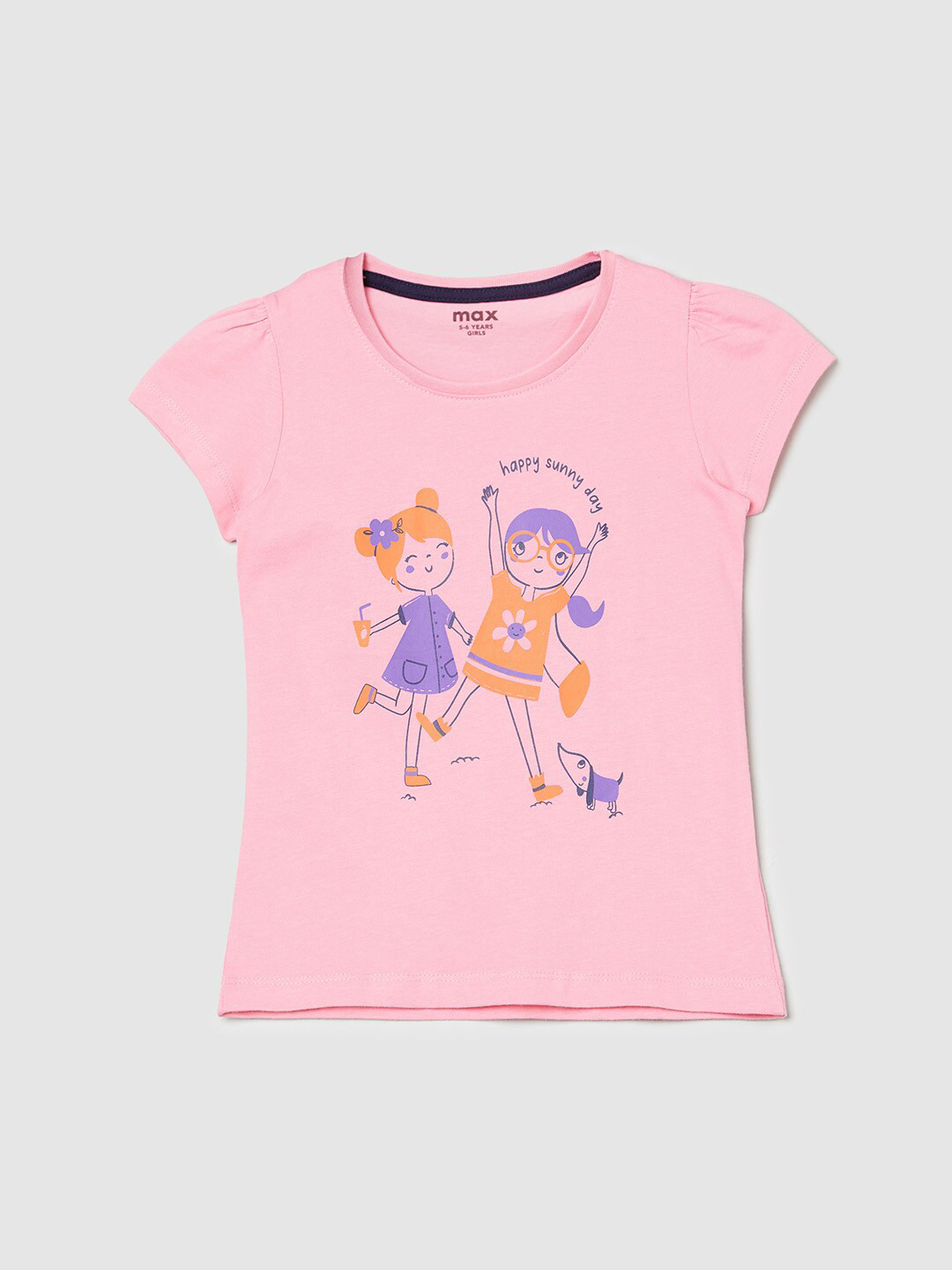 

max Girls Pink Printed T-shirt