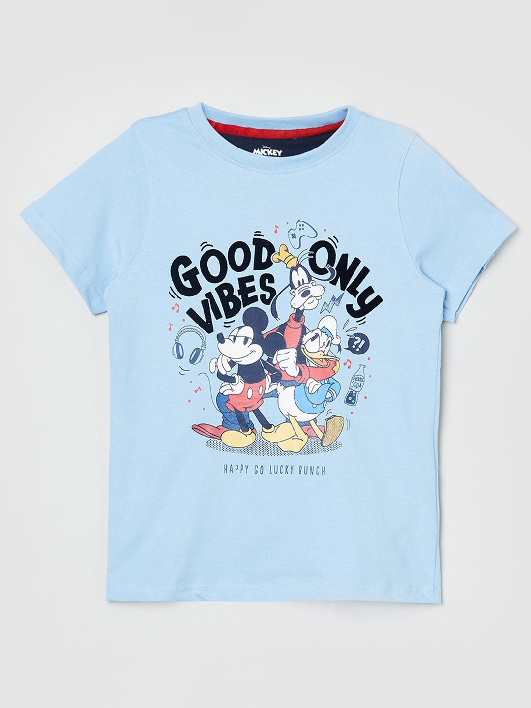 

max Boys Blue Printed Applique T-shirt