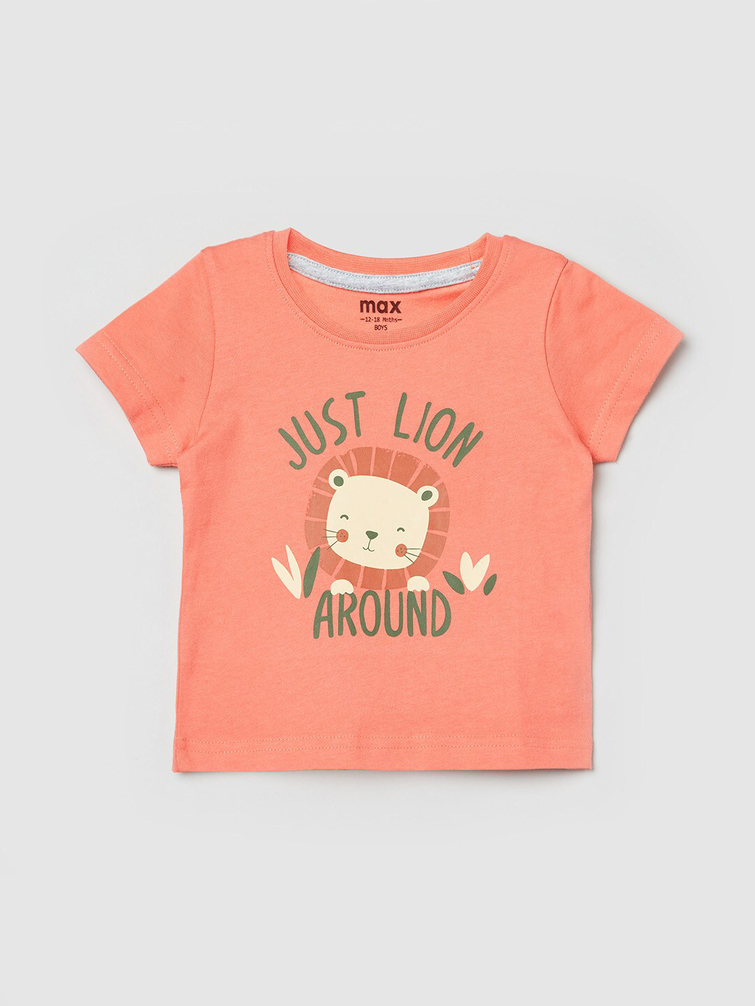 

max Boys Orange Printed Applique T-shirt