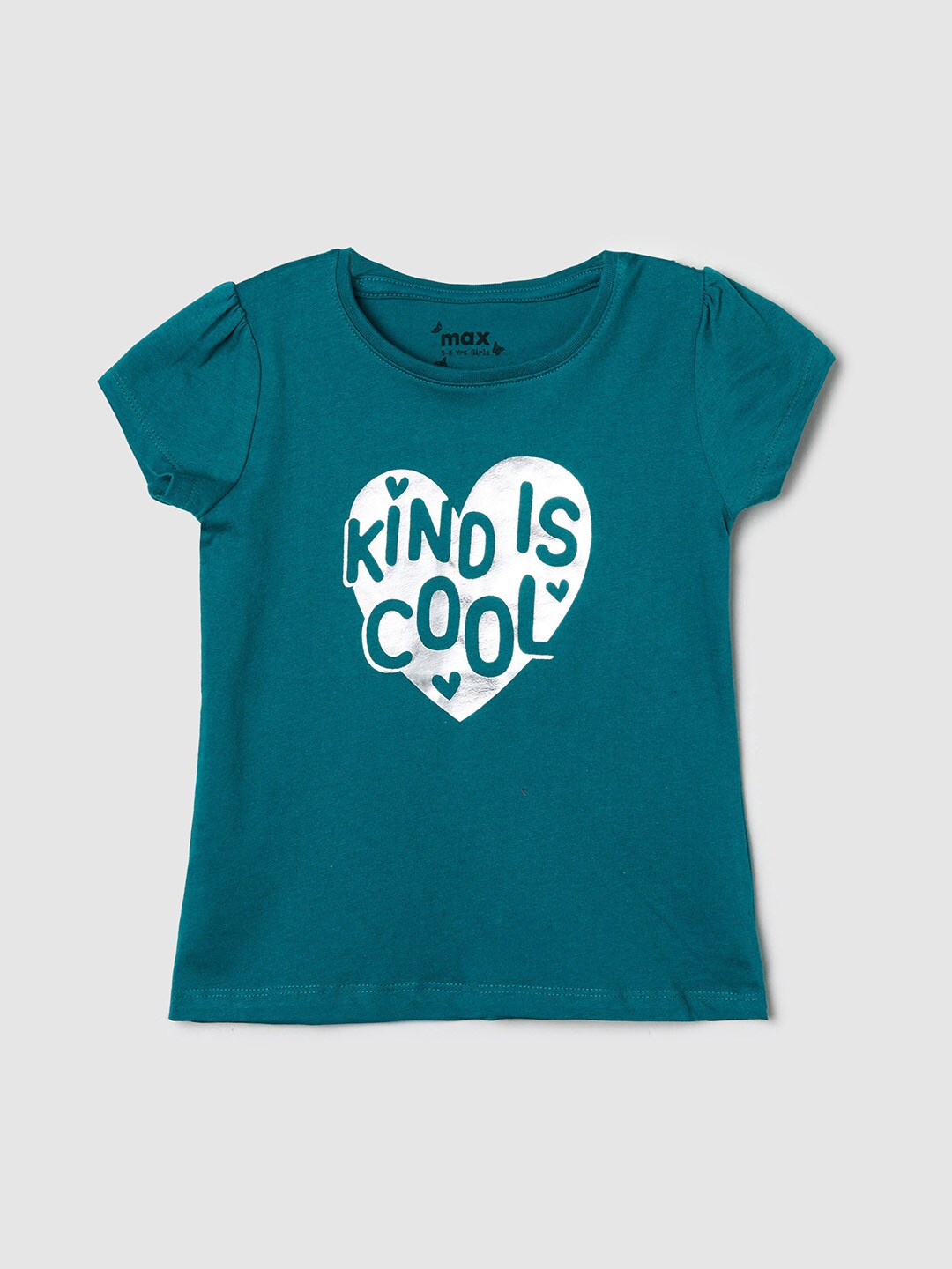 

max Girls Green Typography Applique T-shirt