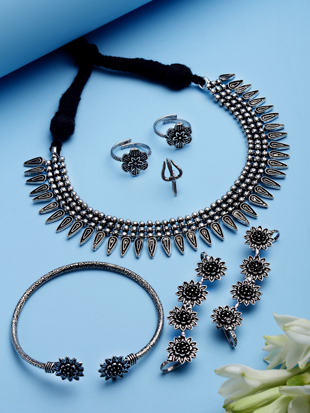 

KARATCART Silver-Plated Afghani Tribal Jewellery Combo Set