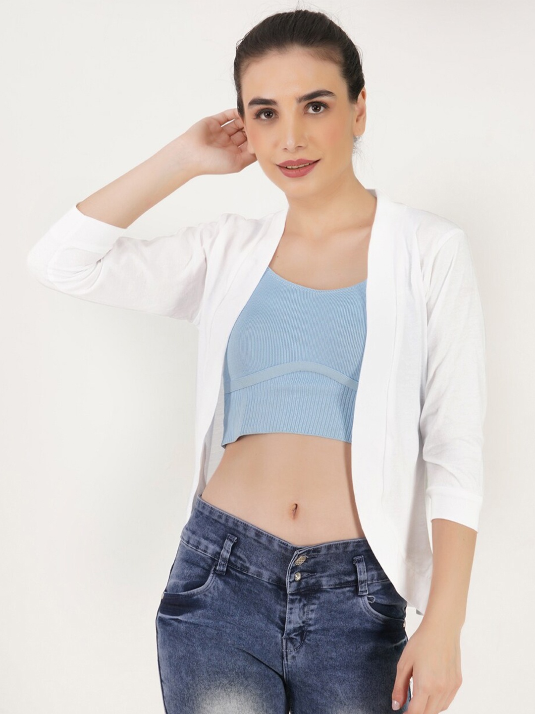 

TEEMOODS Women White Shrug