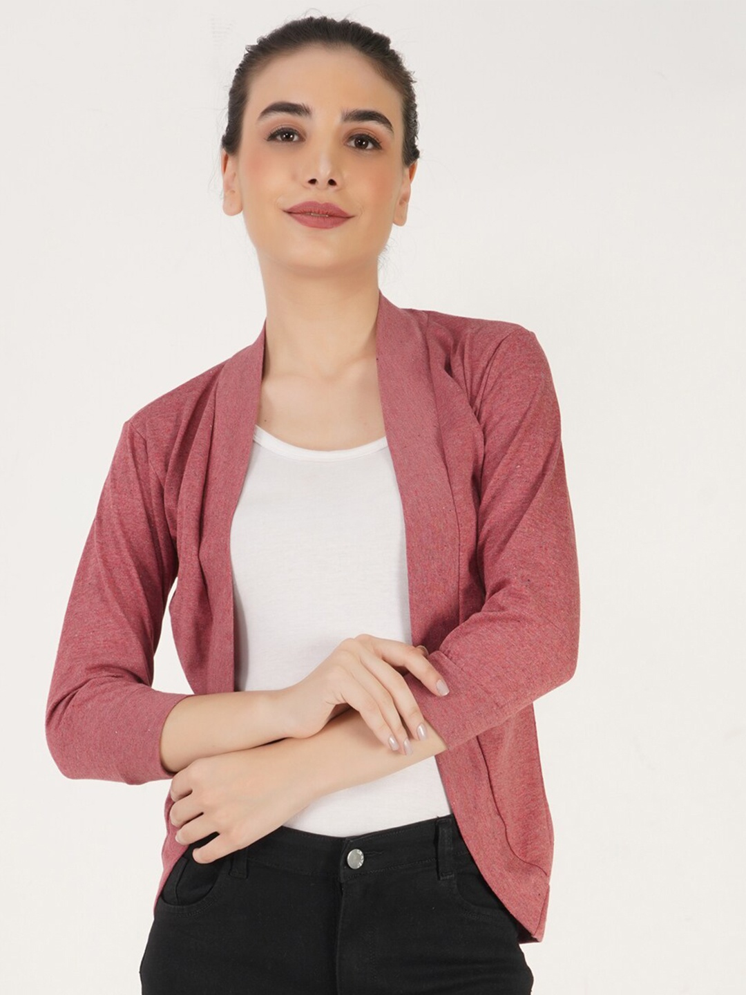 

TEEMOODS Women Red Shrug